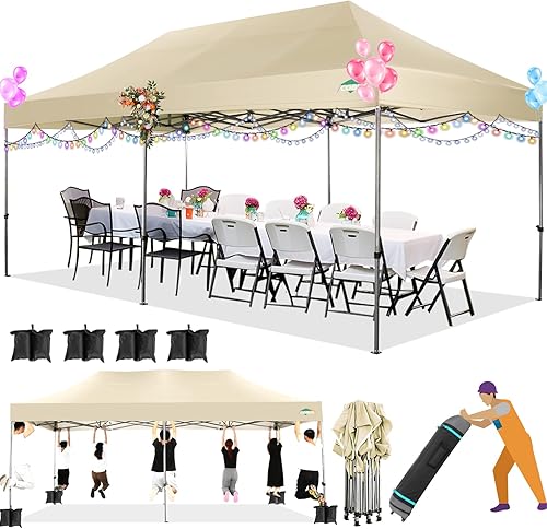 Miniatura 58 de COBIZI Tienda de campaña emergente portátil de 10 x 10 pies con 4 paredes laterales, toldo comercial resistente UPF 50+, toldo impermeable para todo