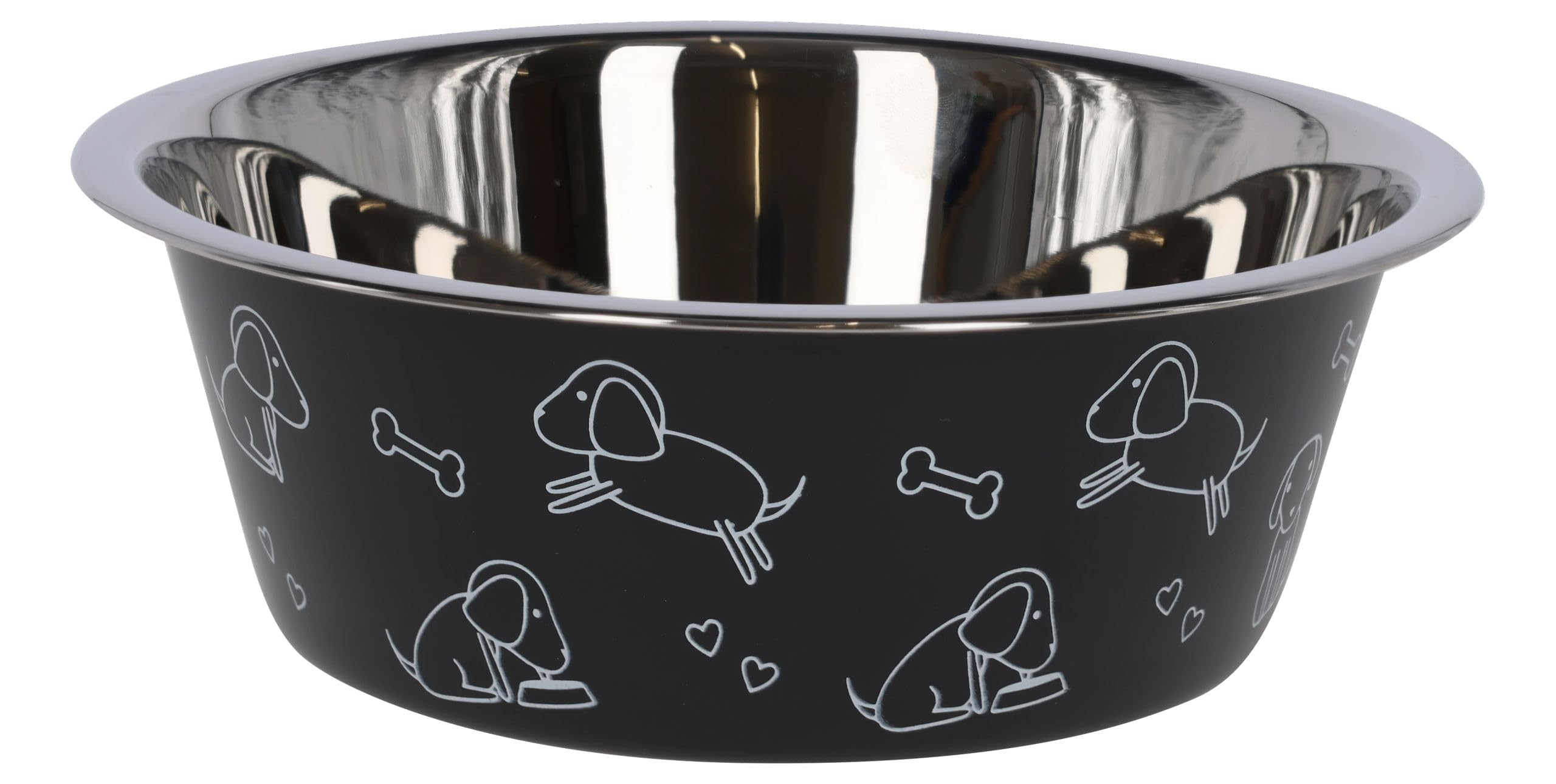 Kerbl Pet Stainless Steel Bowl Approx. 2800 ml Black with Motif