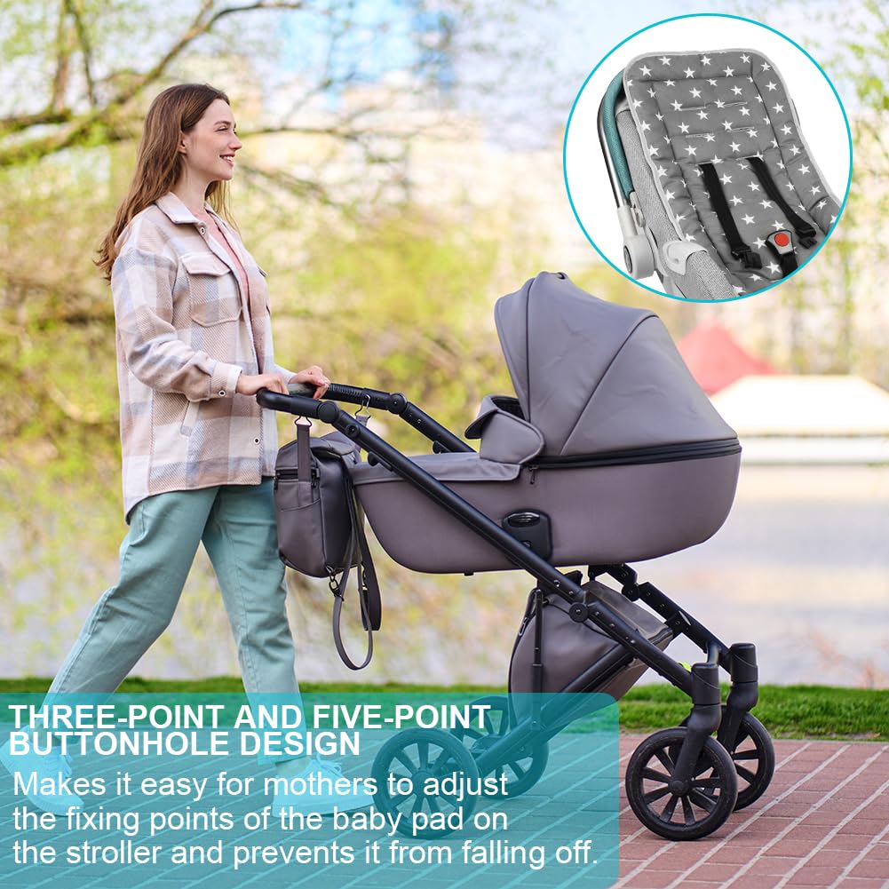 Colchoneta para Sillas de Paseo, Cojín Carro Bebe Universal, Forro de Cochecito de Bebé, Forro para Asiento de Cochecito para El Cochecito y Asiento Carro, Transpirable Suave Algodón