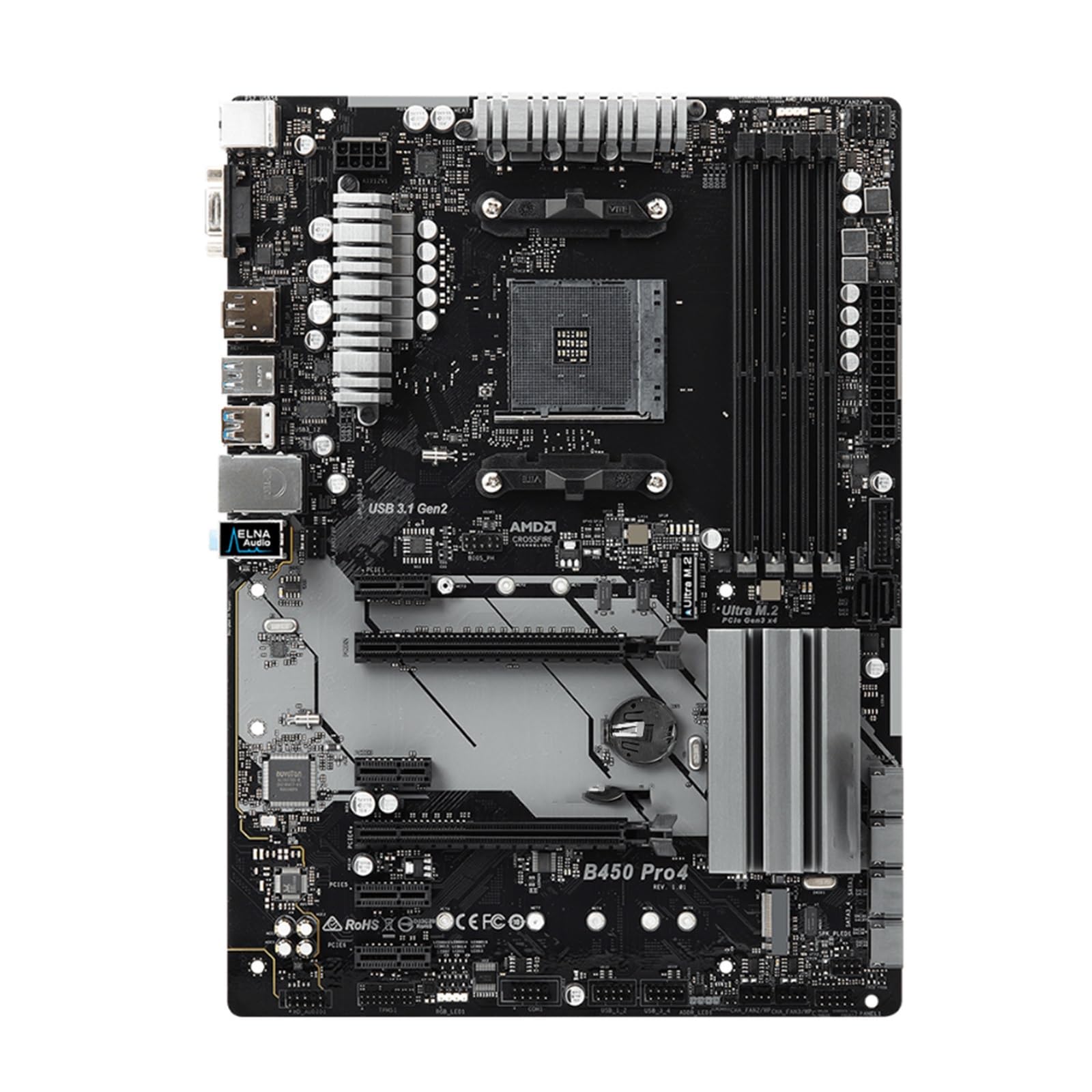 Placa Base Placa Base Fit For ASRock B450 PRO4 Compatible con 5950X 5800X3D 5700X3D R5 5600X 5600G CPU 4xDDR4 3200 MHz 128GB M.2 HDMI ARGB mATX