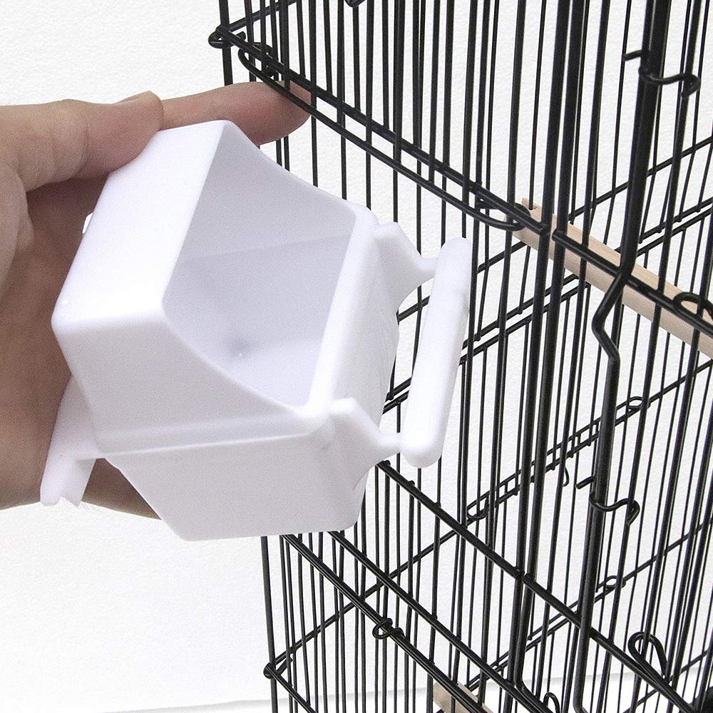 Jaula para pájaros, 4 ruedas giratorias, jaula grande de metal para pájaros, soporte desmontable, claraboya abierta, 46 x 35,5 x 158,5 cm, color negro