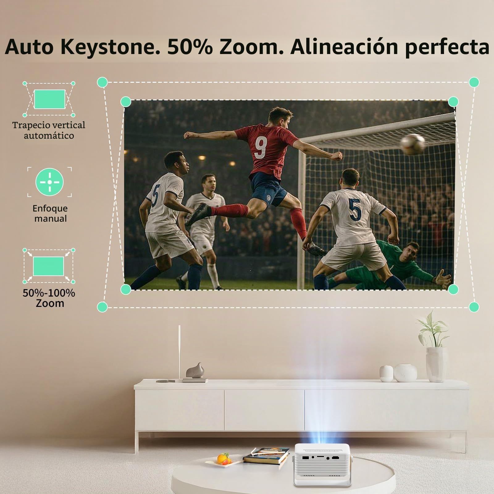 Yoton Mini Proyector Portátil [Rotación 180°& Auto Keystone] Y3 Proyector Portátil Soporte 1080P, 15000L Videoproyector con 50% Zoom, Projector Portable Compatible con Teléfonos/PC/PS5/Xbox/USB/HDMI