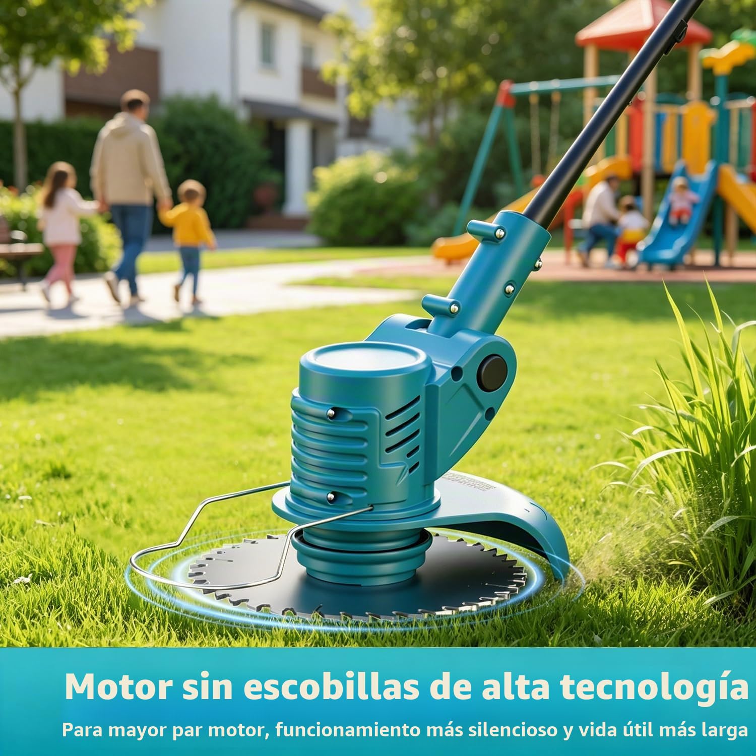 Cortabordes a Batería, Desbrozadora 700W con 2X 4.0Ah Baterías, Ancho de Corte 15cm Plegable, 3-en-1 Cortacésped & Motosierra, 1.7kg Ligero para Jardín