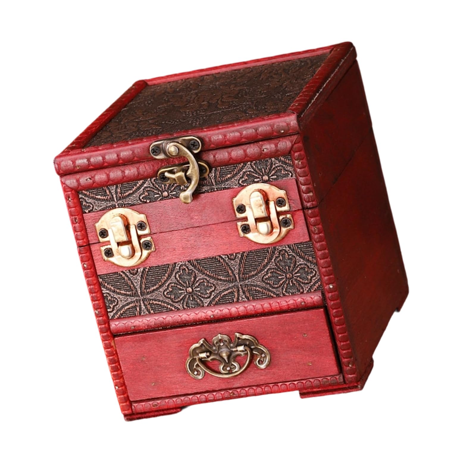 Xinsheinelry Wooden Jewelry Box with Glass Cap, Multiple Compartments Royal Fashion Makeup Box