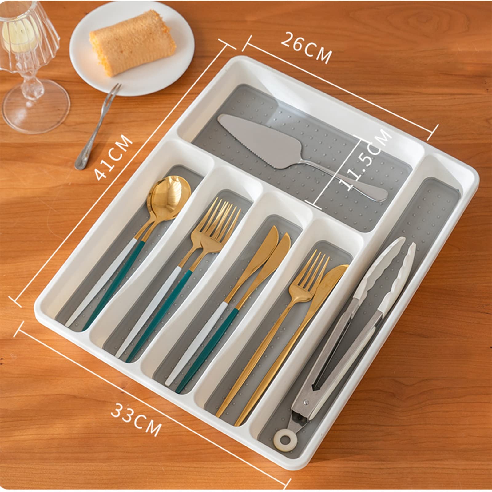 Generisch Dieser Besteckkasten aus Kunststoff mit 6 Fächern bietet Platz für Besteck und eignet Sich ideal für Küche, Büro und als Accessoire. Er verfügt über eine rutschfeste, weiche Unterseite.