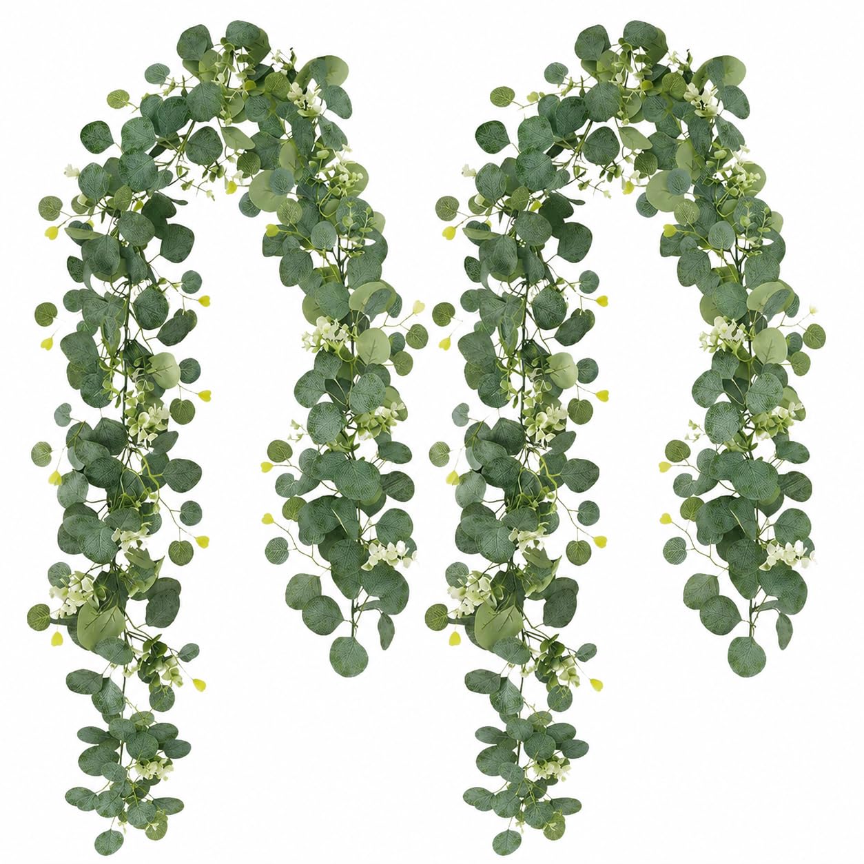 Lobaake 2 Pack Green Artificial Eucalyptus Garland, Faux Greenery Vine