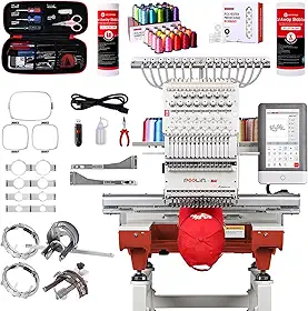 POOLIN Máquina de bordar industrial de grande área para negócios de bordado, incluindo todos os acessórios, área de bordado de 35,56 x 50,8 cm, 15 agulhas, aparador automático de linha, mudança