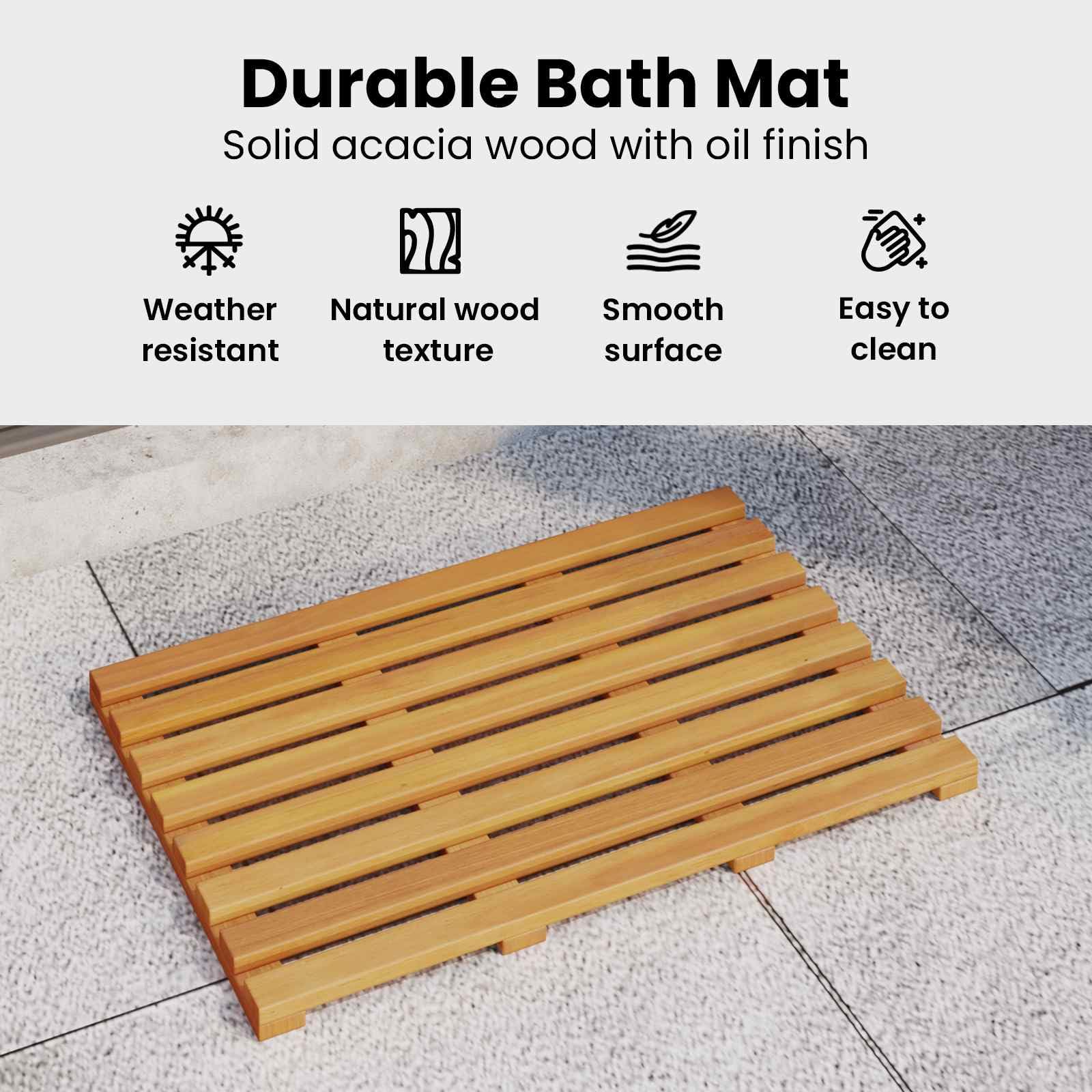 vidaXL Tapis de Bain Marron 80 x 50 cm Bois d'Acacia Massif