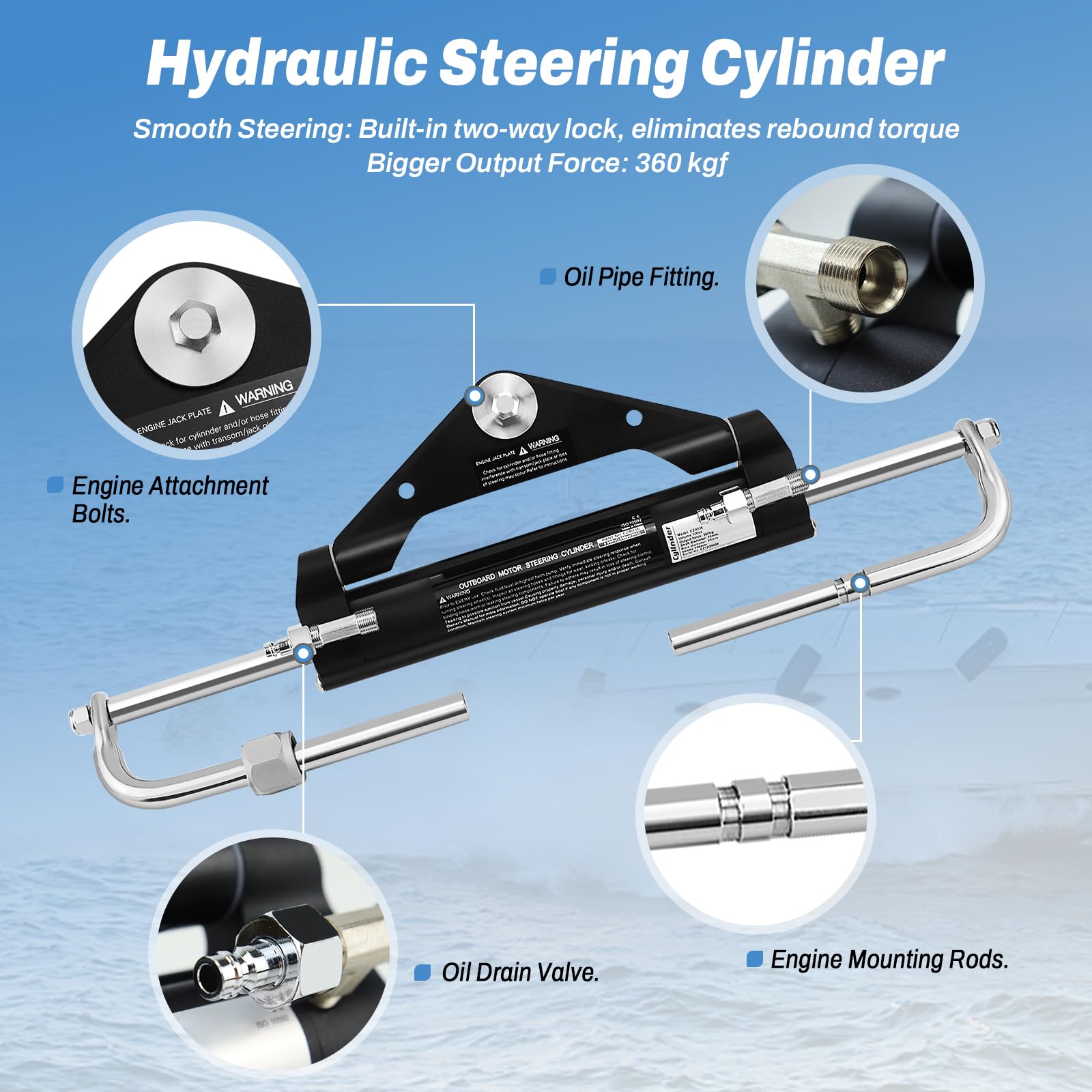Hydraulisches Außenbord-Steuersystem, 150 HP Boote Drehkit mit Steuerpumpe, Zylinder und 609,6 cm Schlauch, korrosionsbeständiges Marine-Steuerungsset