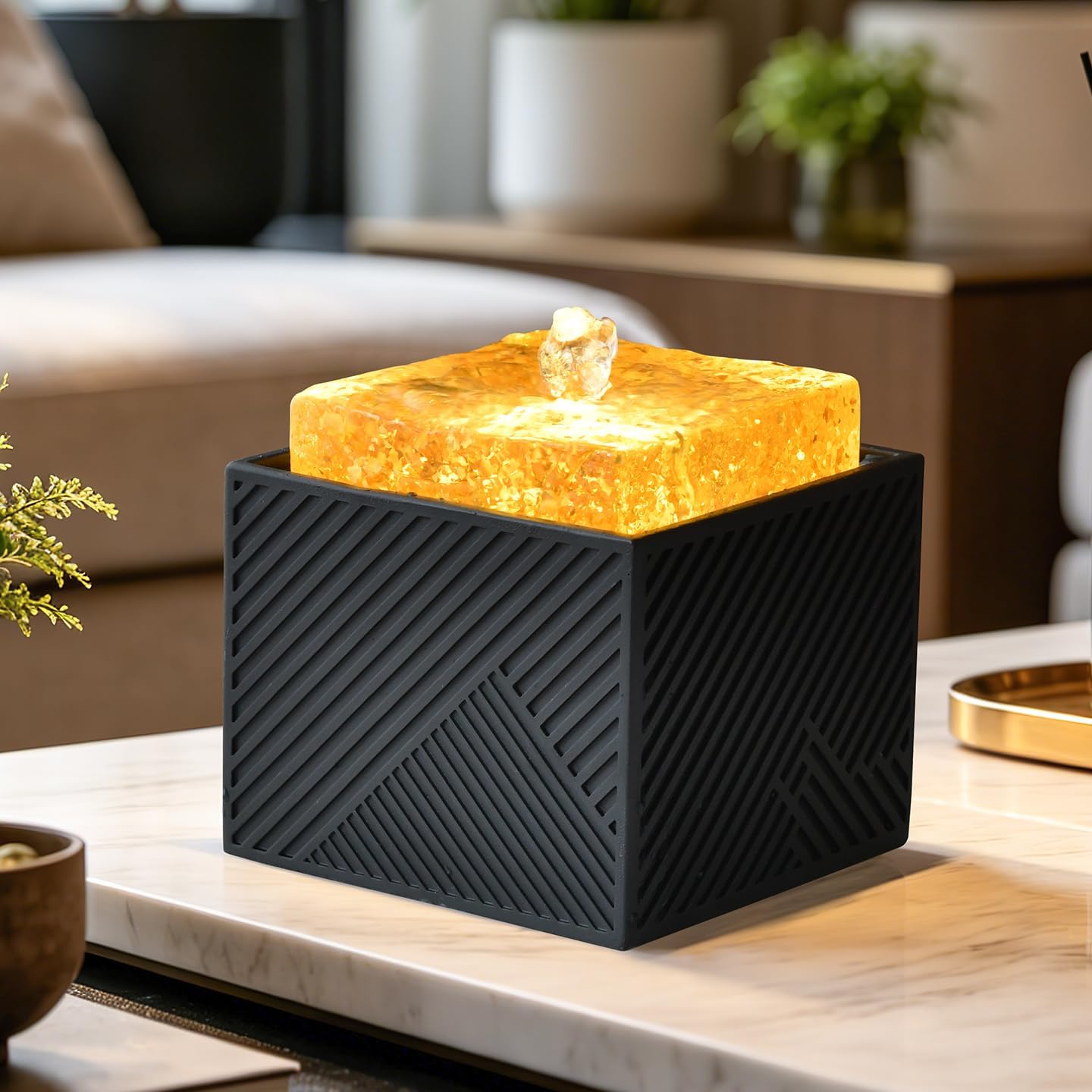 Tabletop Water Fountain - Desktop Waterfall Fountains Indoor | Humidifier Home Decoration for Office, Living Room, or Bedroom