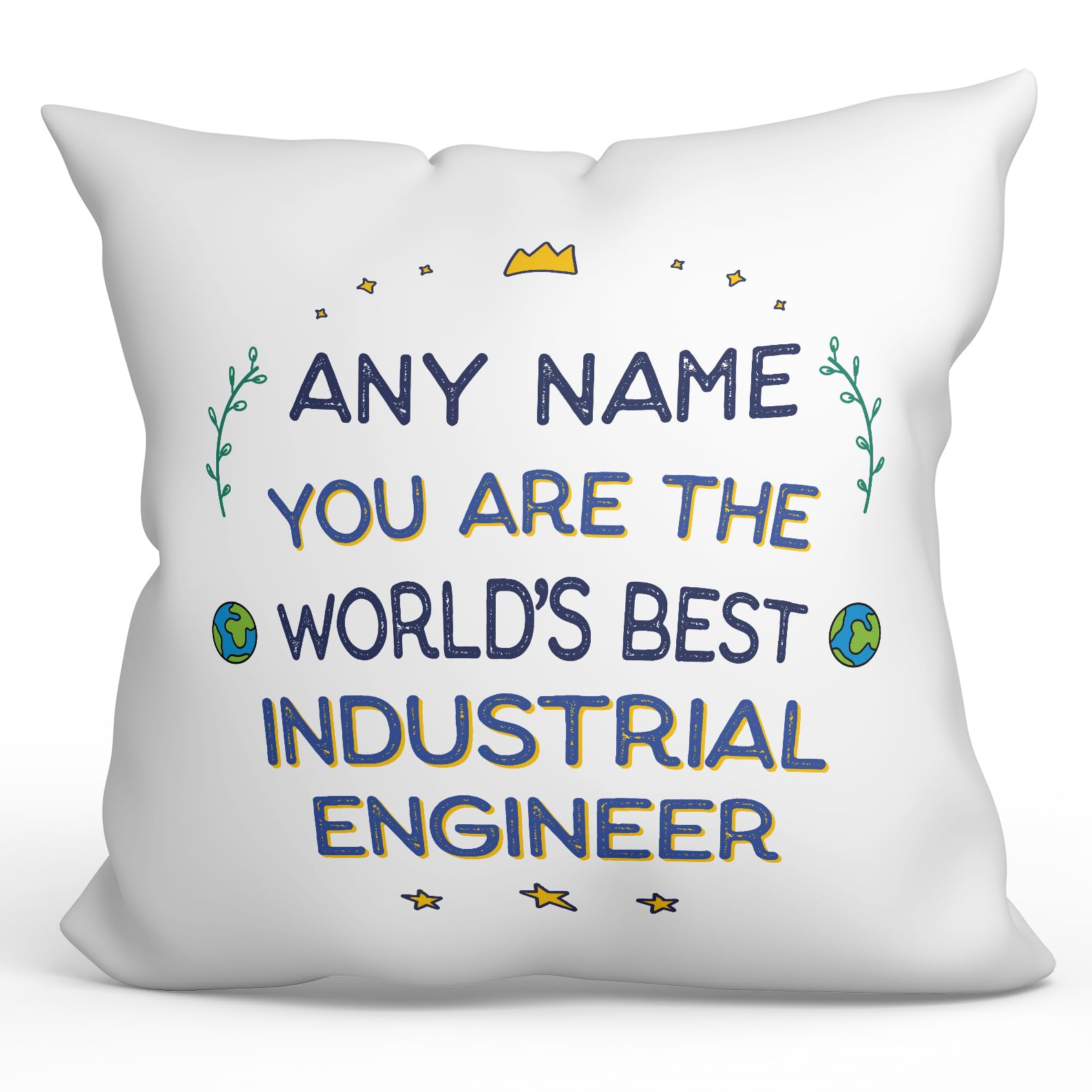 MUGFFINS Personalised Cushion for INDUSTRIAL ENGINEER Padding included - in English - World's Best - Funny custom gift - Pillow: cover and filling 15.7x15.7 inches โ image 1