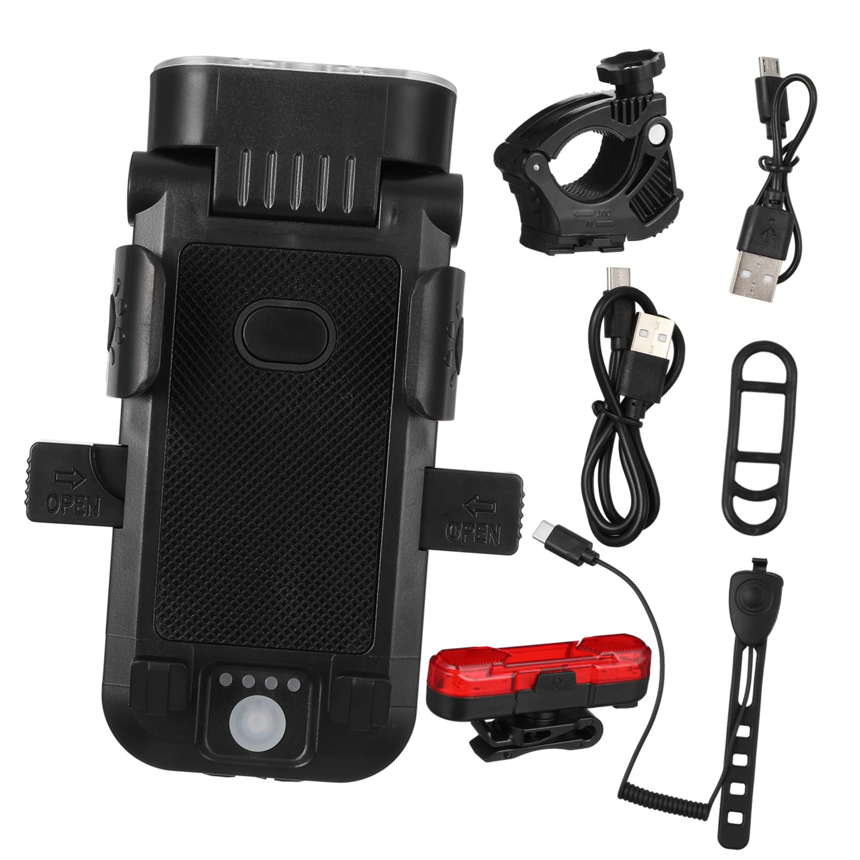 Delantero Y Trasero para Bicicleta Luces Nocturnas para Bicicleta Luz Trasera Recargable Luz Trasera Recargable para Manillar Abs Negro