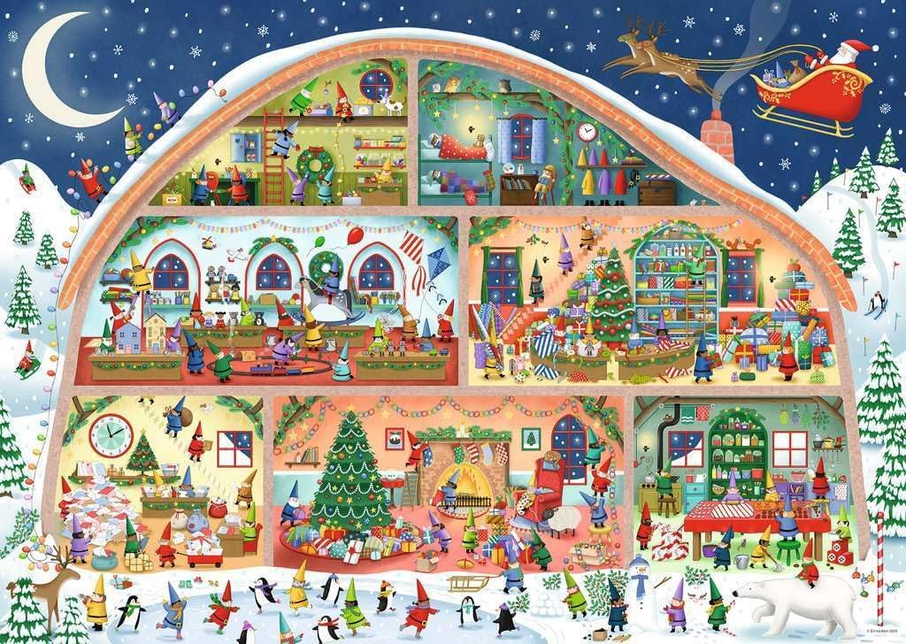 Ravensburger Santa’s Workshop – 1000 Piece Jigsaw Puzzle | A Magical North Pole Creation | Perfect for Holiday Puzzling