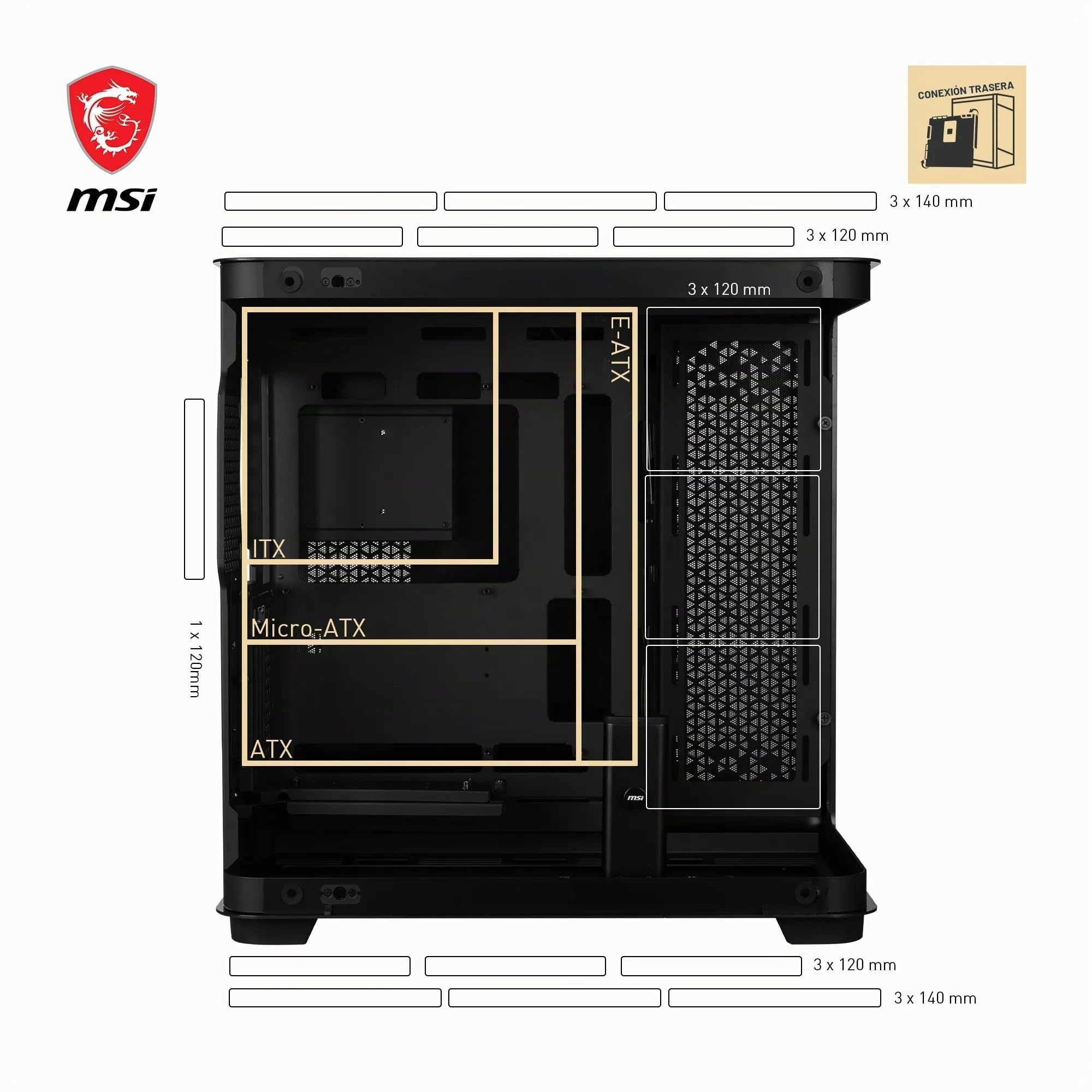 Msi - Seitenteil Mit Fenster (geh?rtetes Glas) - Keine Spannungsversorgung - Usb/audio (306-7g25l21-W57)