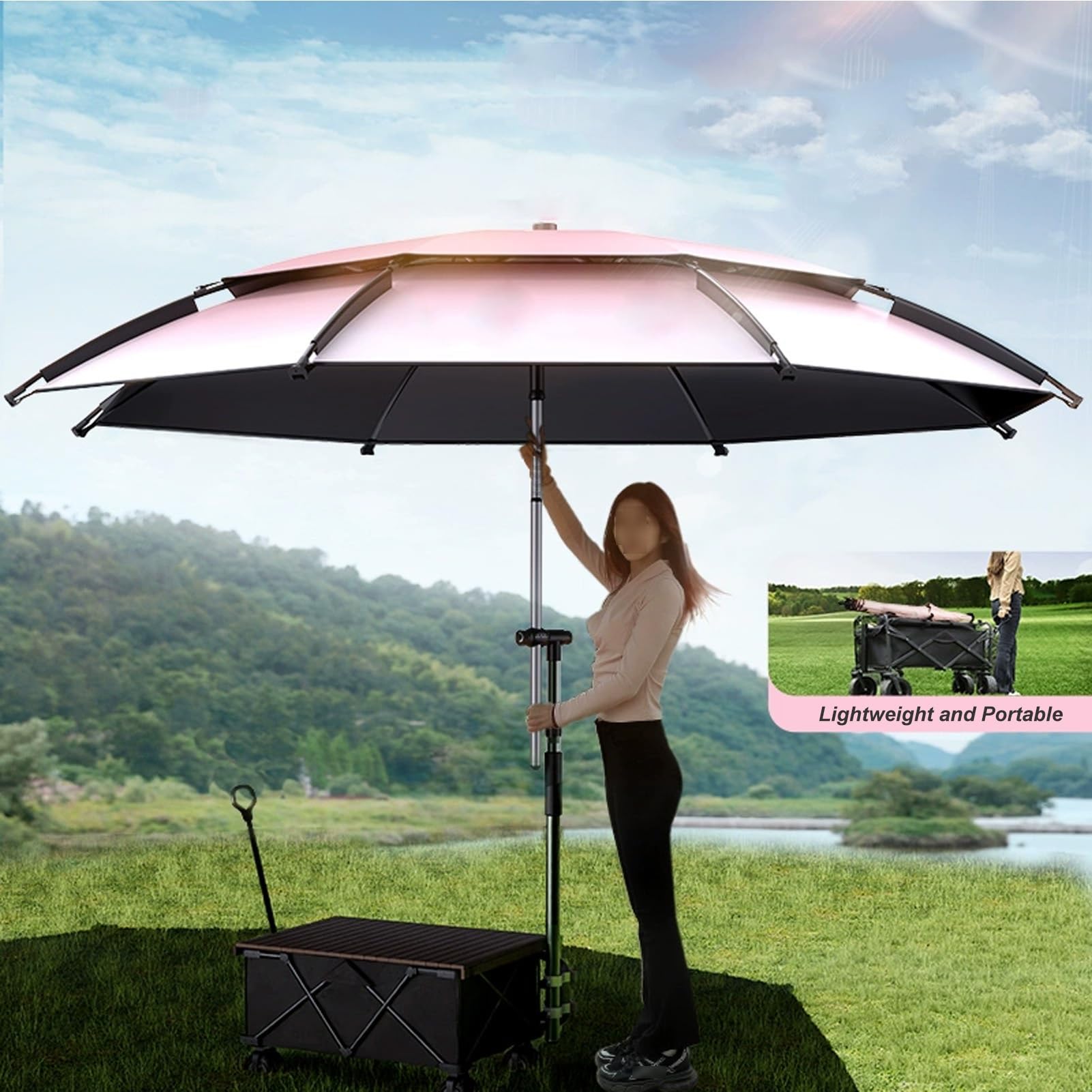 Parasol ogrodowy Cantilever, wiatroszczelny parasol plażowy z odchylanym aluminiowym drążkiem