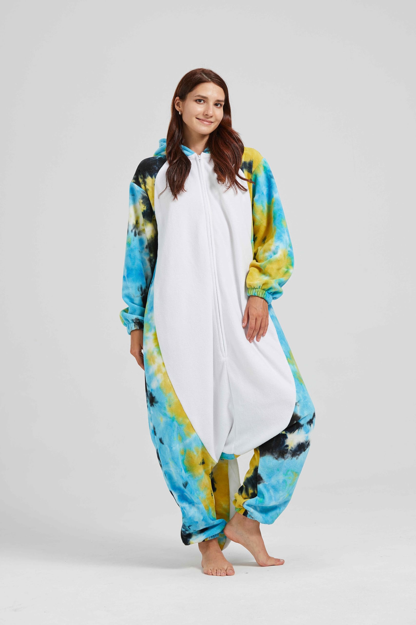 SimZoo Axolotl Tier-Einteiler-Pyjama für Erwachsene, Herren und Damen, Unisex-Hauskleidung Einteilige Cosplay-Kostüm, Nachtwäsche