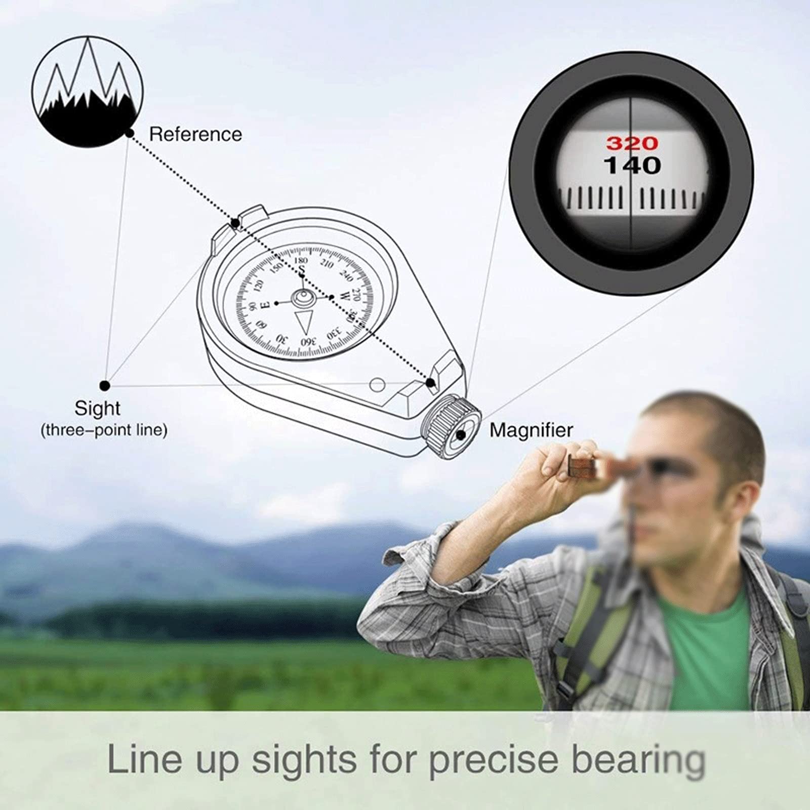 JINGYAN Kompasy Compass Classic Dokładna wodoodporna wstrząsek do turystyki pieszej Camping Motoring Backpacking Plecak górski Exploring Polowanie