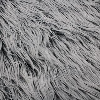 Texco Faux Fur Fabric Long Pile Mongolian, Silver Grey 2 Yards