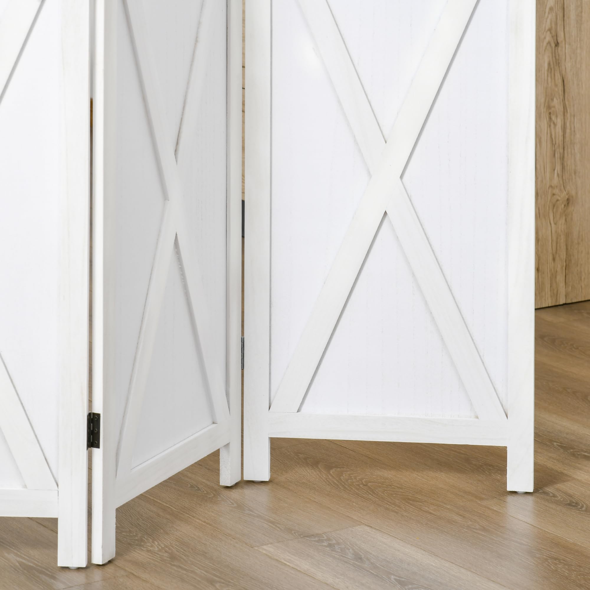 HOMCOM Paravent Intérieur 4 Panneaux 182L x 170H cm Campagnard Chic Blanc