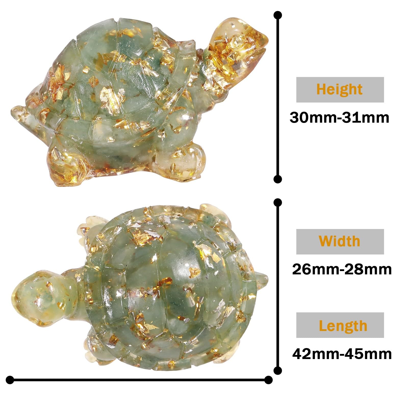 mookaitedecor Set of 2 Resin Green Aventurine Crystal Turtle Tortoise Ornament Home Desk Decor - Image 2