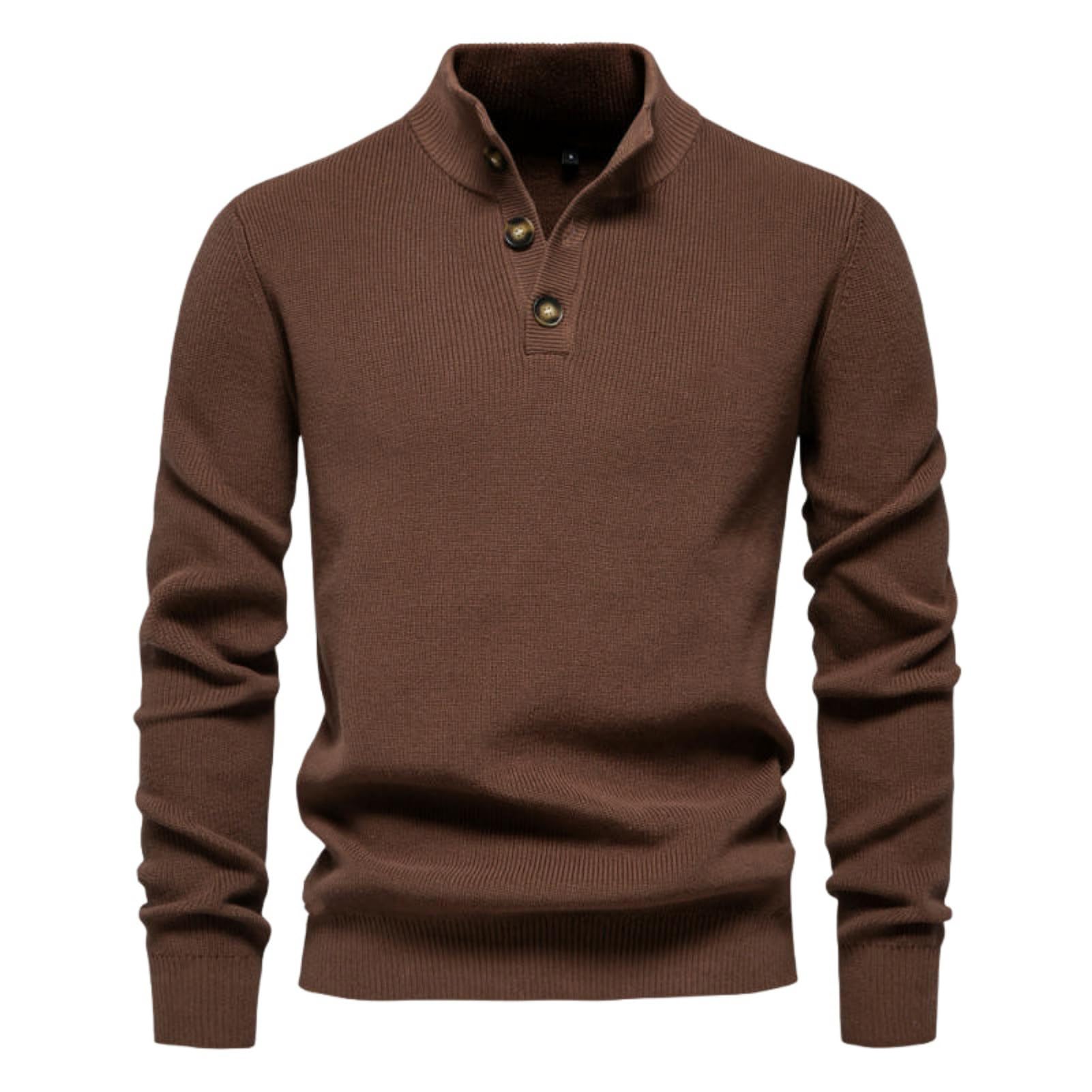 Pull col montant homme tendance décontracté - Pull manches longues couleur unie - 7