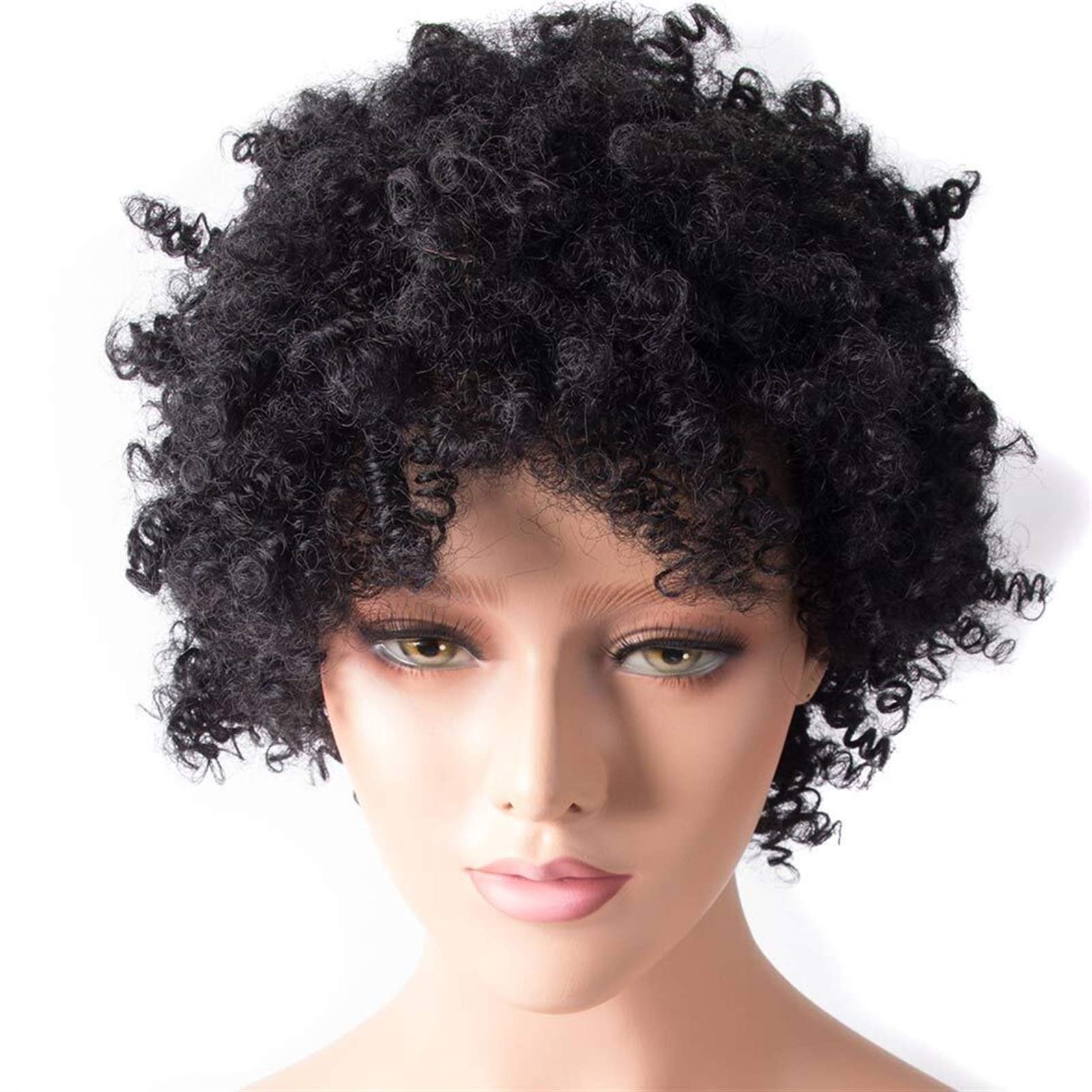 Damskie peruki z włosami afro perwersyjna prosta peruka afrykańska krótka peruka dla kobiet wysoka temperatura włókna Cosplay syntetyczna peruka Beauty Ladieshair (kolor: 1, rozmiar: 20 cali)
