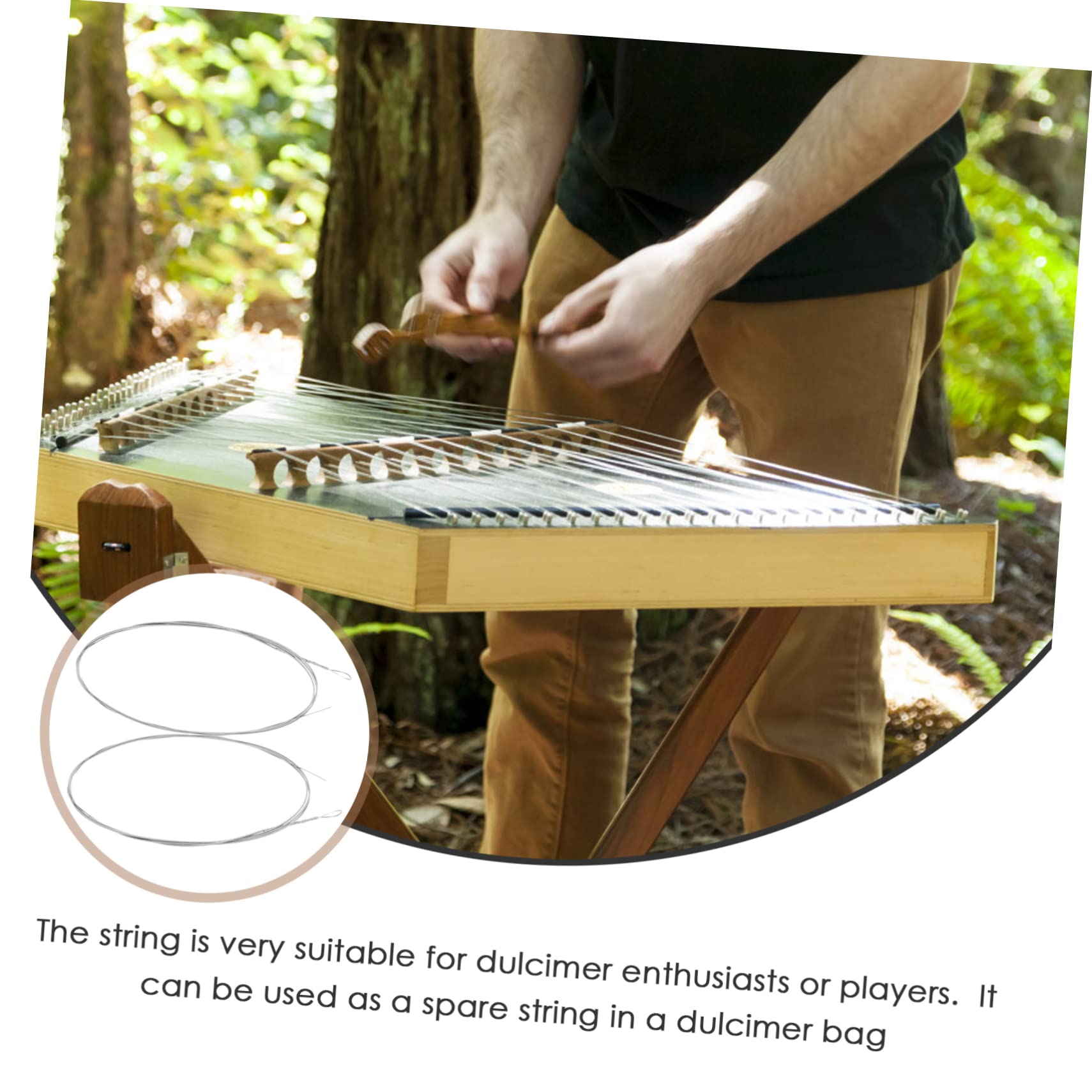 2 Stück Dulcimer Ersatzsaiten aus Stahl Silberne Hackbrettsaiten für Dulcimer Spieler Praktisches Zubehör als Ersatzsaiten