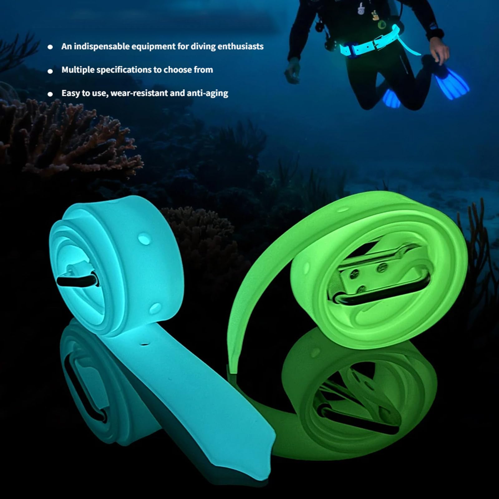 Ceinture de plongée en silicone avec boucle à dégagement rapide pour plongée avec tuba