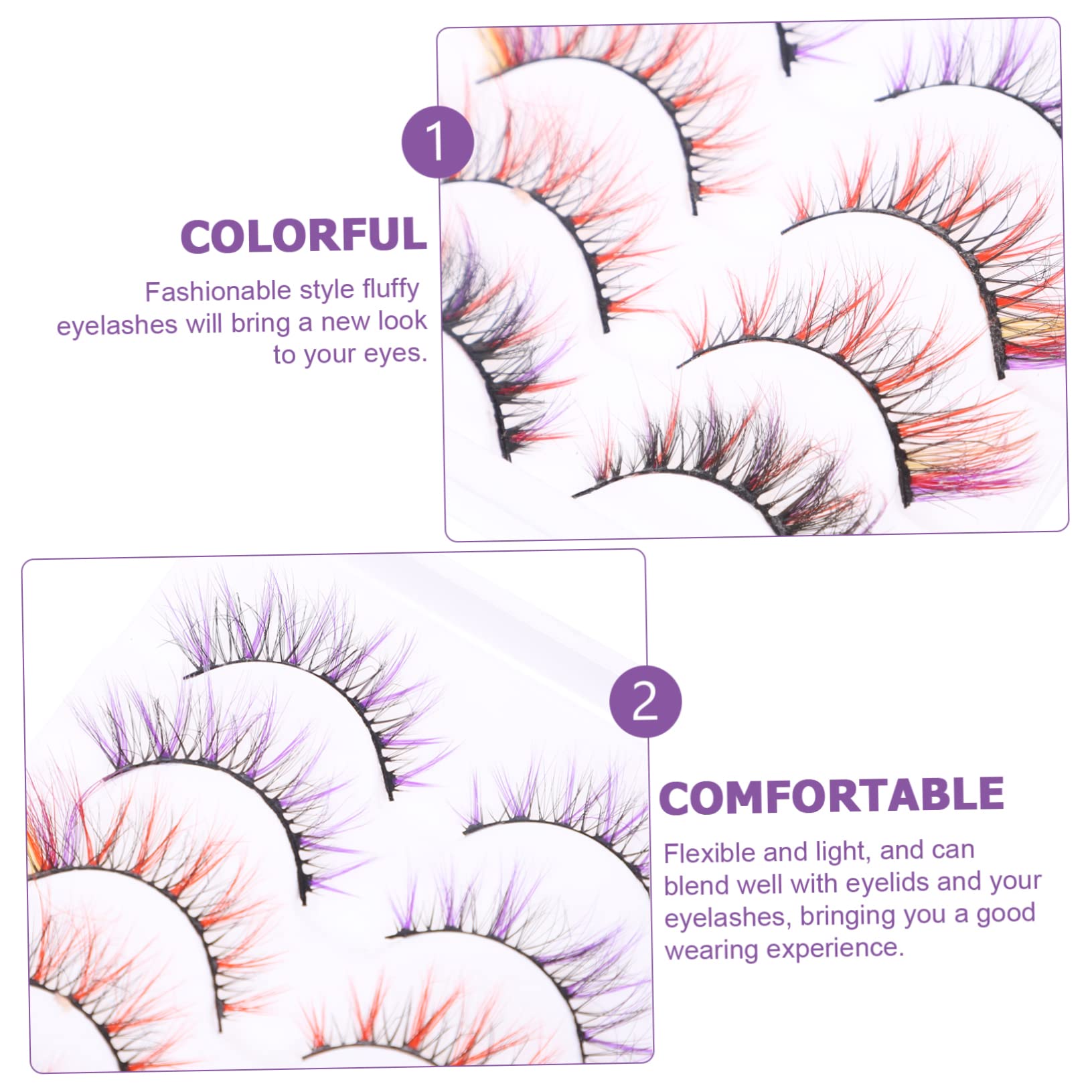 FRCOLOR Juego De 4 Pestañas Postizas Esponjosas Reutilizables Para Cosplay Fiestas Y Halloween 5 Pares X 4