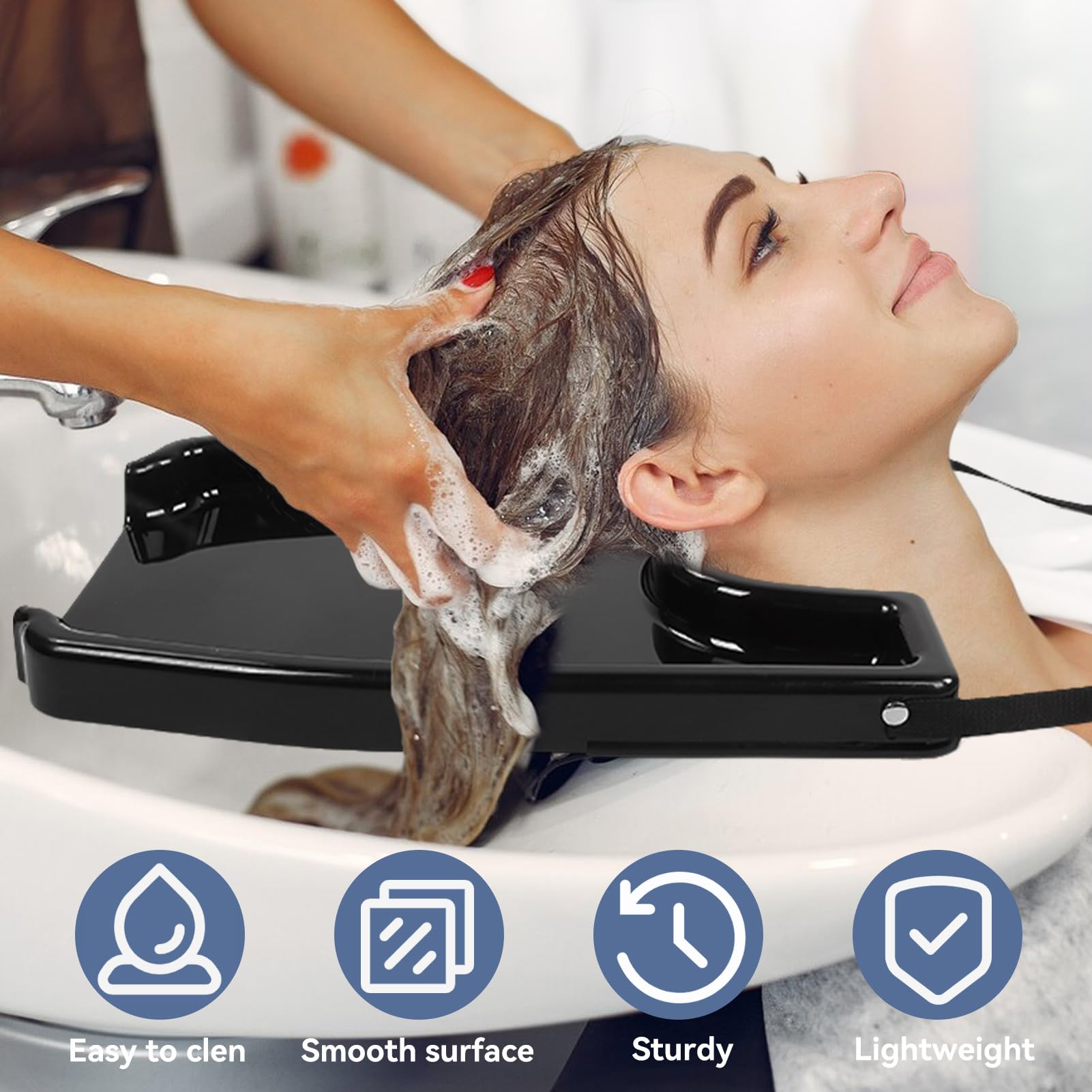 Agatige Bandeja Para Lavar El Cabello, Portátil Cómoda Para El Hogar Herramientas Para Lavar El Cabello Fregadero Inflable Para El Cabello Para Discapacitados, Ancianos Y Mujeres Embarazadas(Negro)