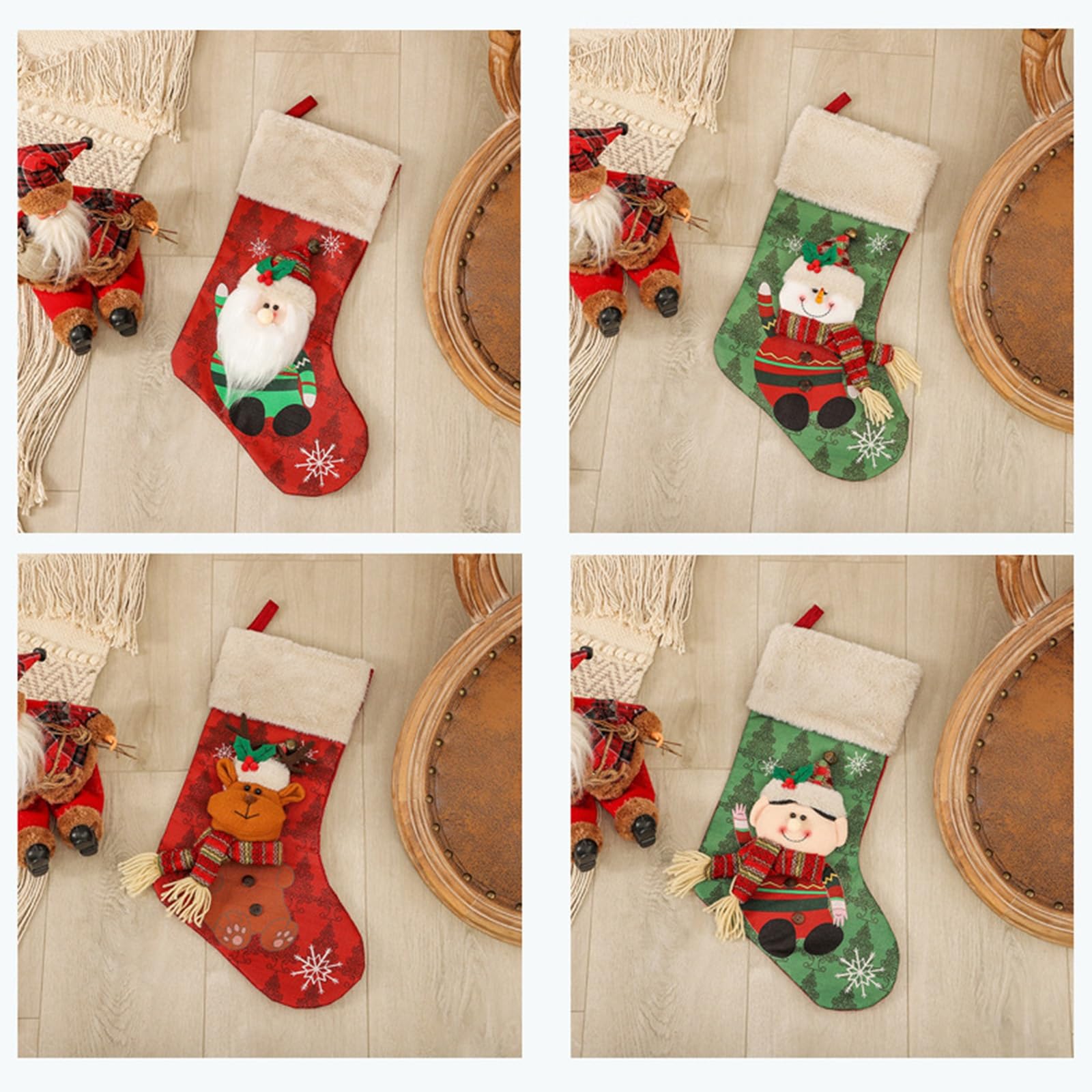 Weihnachtsstrumpf-Set, 5 Stück, Große Weihnachtsstrümpfe, Dekorationen, Weihnachtsstrumpf Mit Weihnachtsmann, Für Treppen, Kamin, Zum Aufhängen, Weihnachtsdekoration Für Zuhause