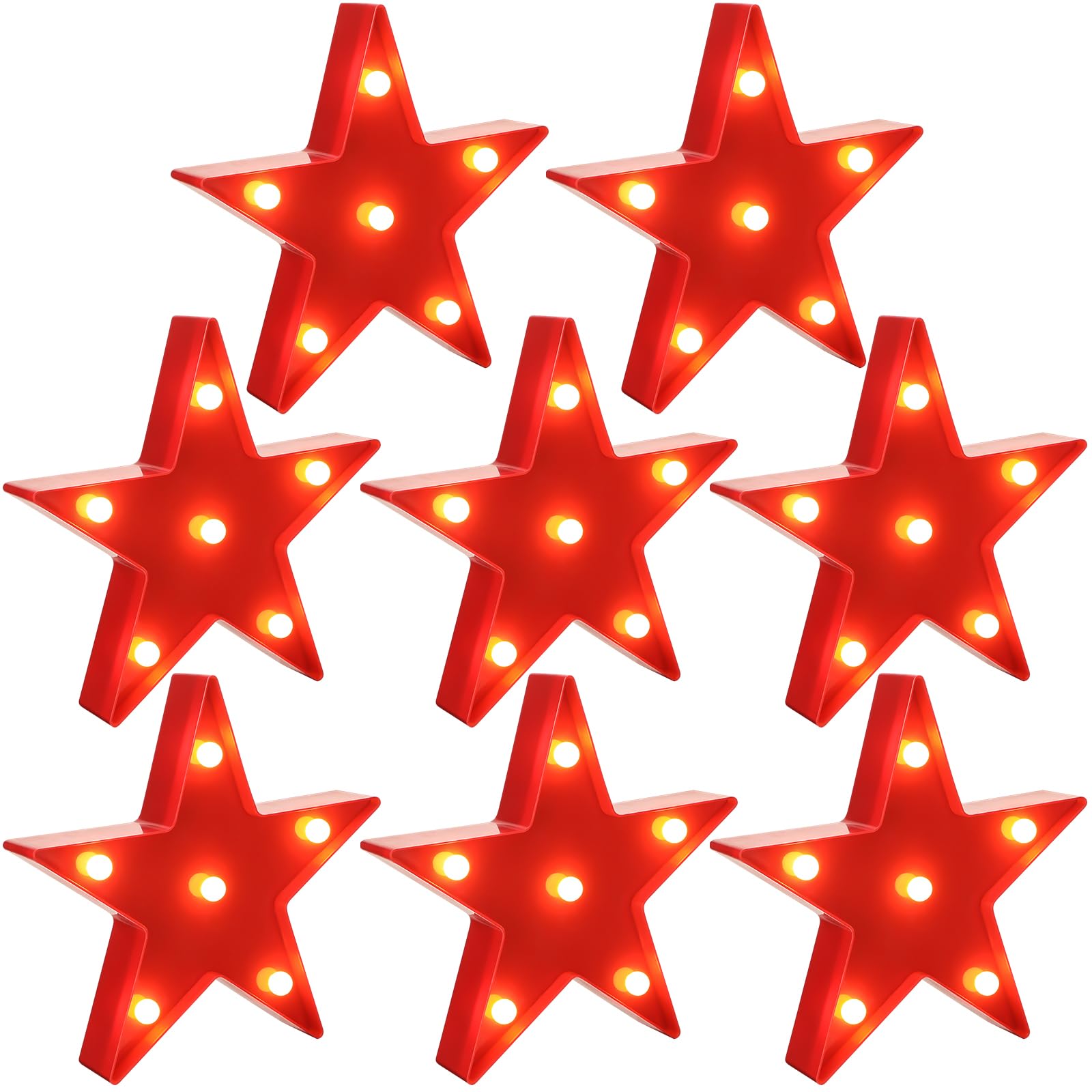Photo 1 of Jutom 8 Pieces LED Star Night Light Marquee Sign Red Lamp Desk Gift