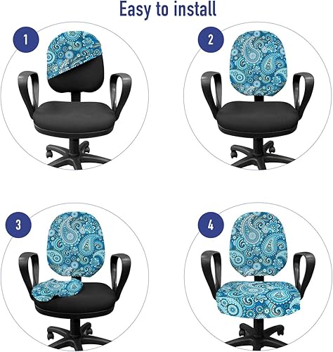 Miniatura 10 de Ambesonne Funda para silla de oficina de ganado, diseño de silueta de animales de granja para tema de agricultura, funda de tela decorativa elástica