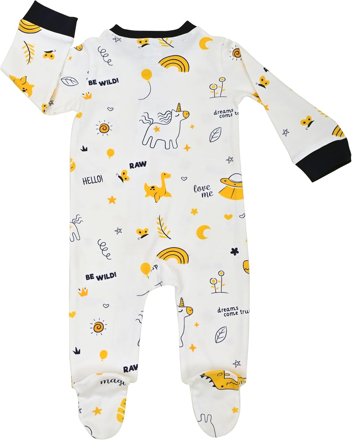 Tiny Cuddles Baby Pajamas Zip Front Footed Rompers, 100% Organic Cotton Baby Unisex Pajamas, Unisex Baby Clothes