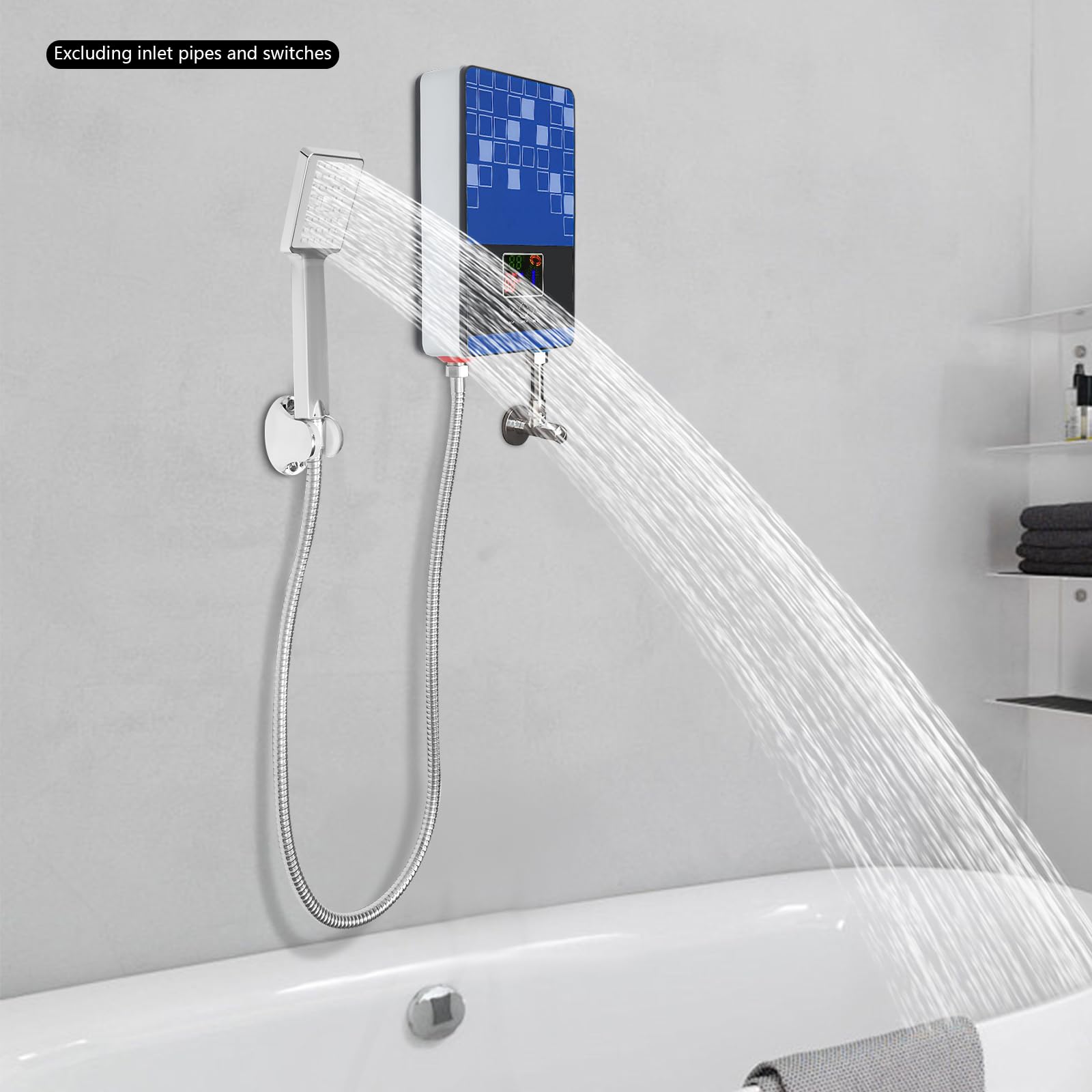 6500 W, scaldabagno elettrico 220 V, doccia digitale 30-55 °C, riscaldamento istantaneo, senza serbatoio, temperatura costante