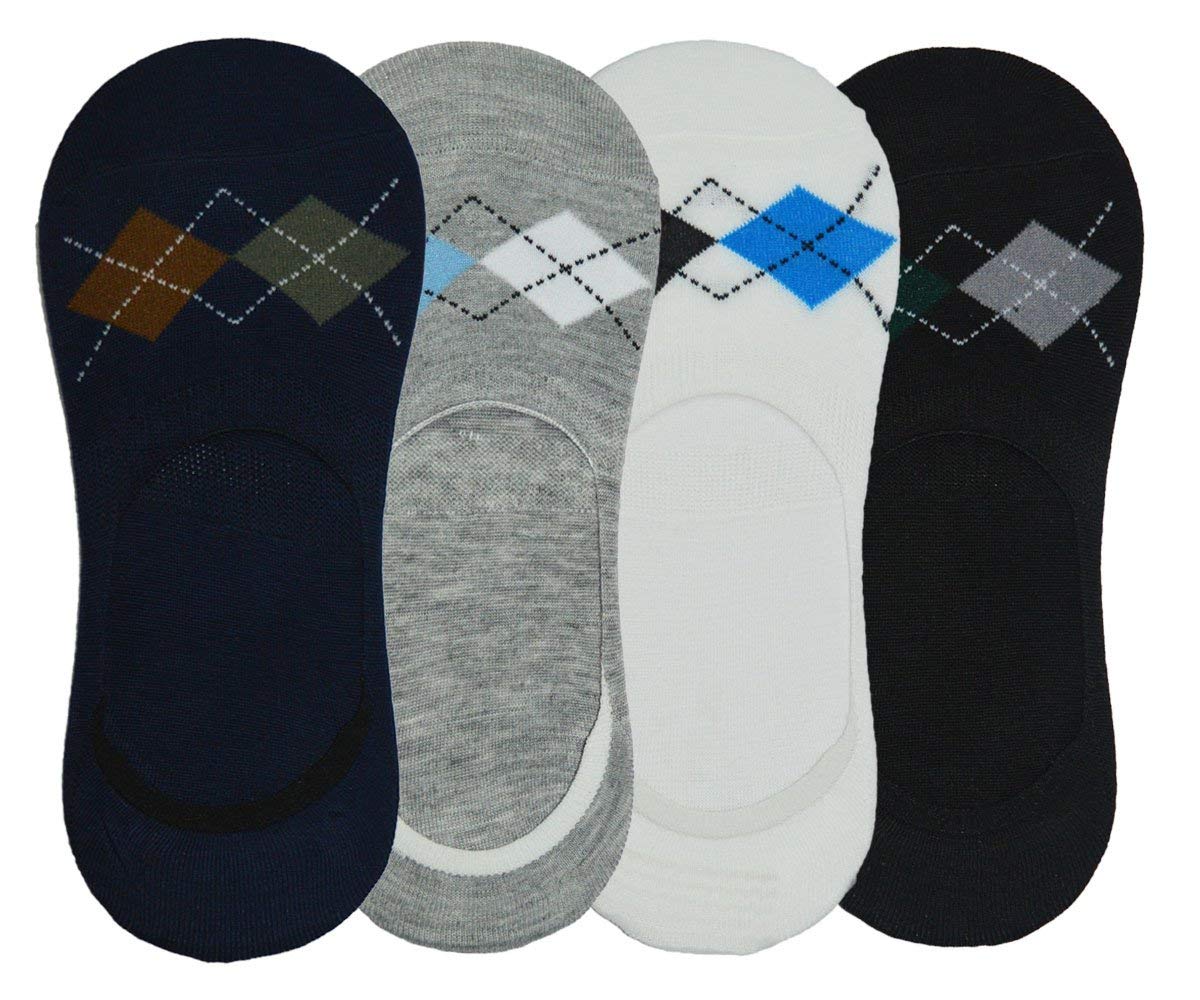 Lycra Cotton Low Cut Loafer Multicolor Socks For Men|No-Show|Anti Slip Silicon Grip(Pack Of 4)-image-48