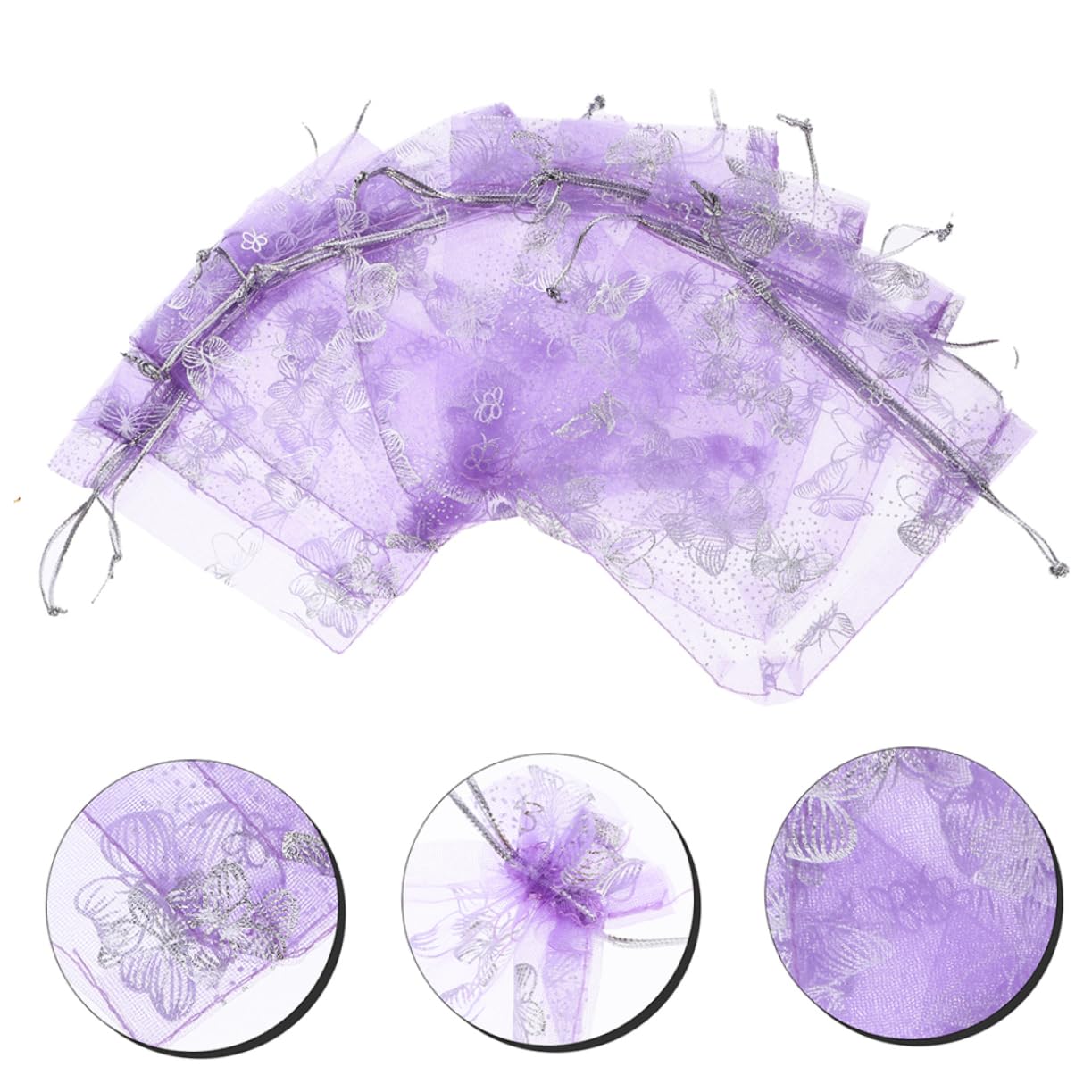 VALICLUD 5 Sätze Organza-geschenkbeutel Wäschebeutel Für Partytaschen Packbeutel Packtasche Weihnachtliche Geschenktüten Partytüte Armband Verpackung Mini-geschenktüten Violett 50 Stück * 5