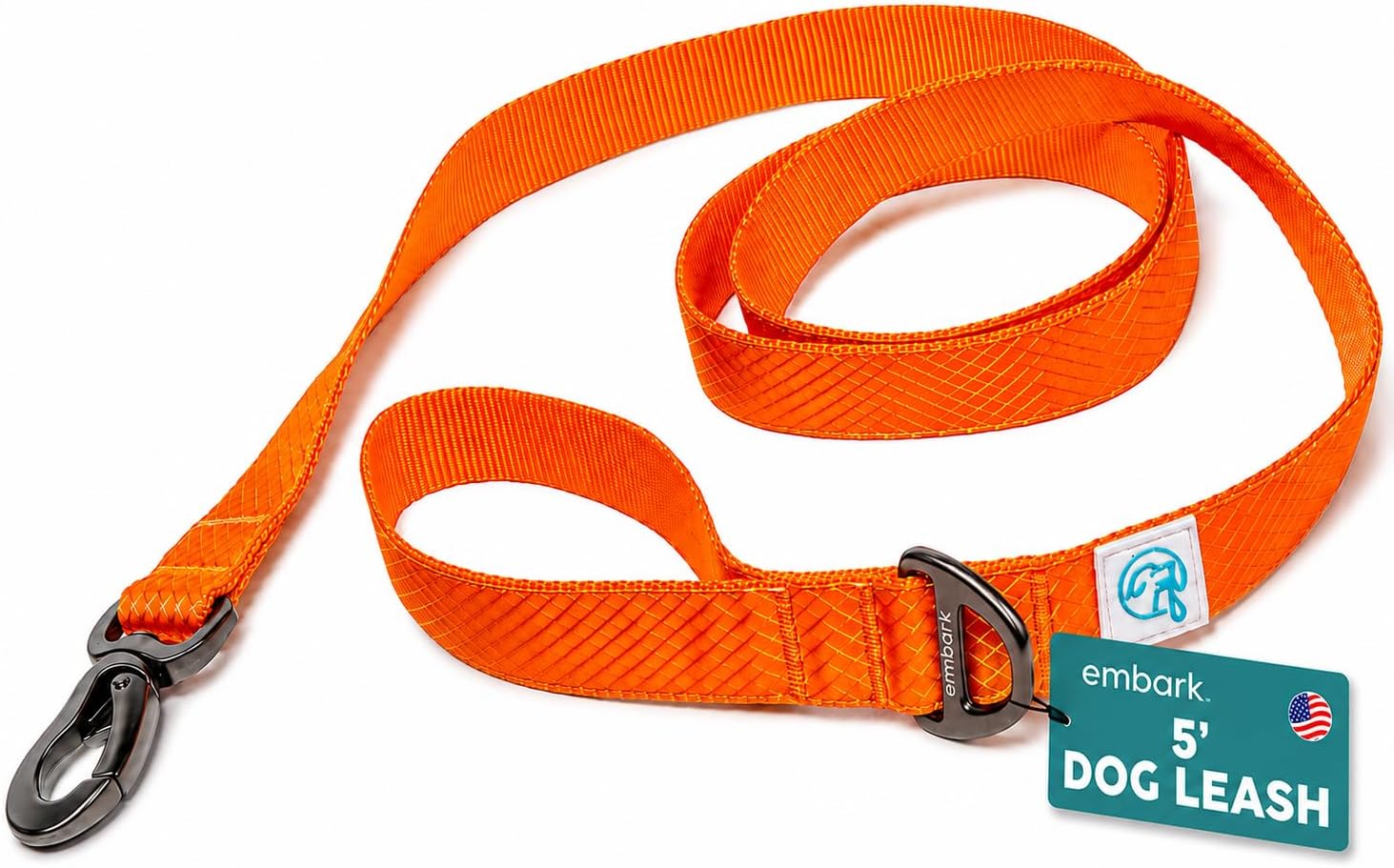 Embark Urban 4ft Heavy Duty Nylon Dog Lead Leash, Strong & Durable, Orange
