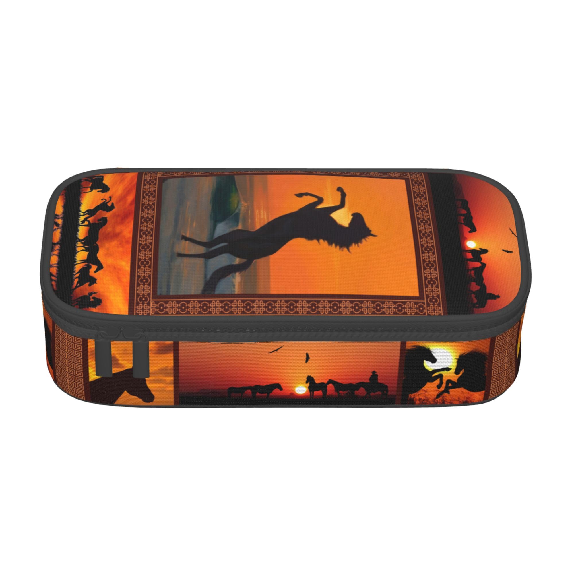 Abaysto Sunset Horse Pencil Case Large Capacity Pencil Pouch Pen Bag Cosmetic Portable Gift for Office School Teen Girl Boy Men Women Adult — image 1