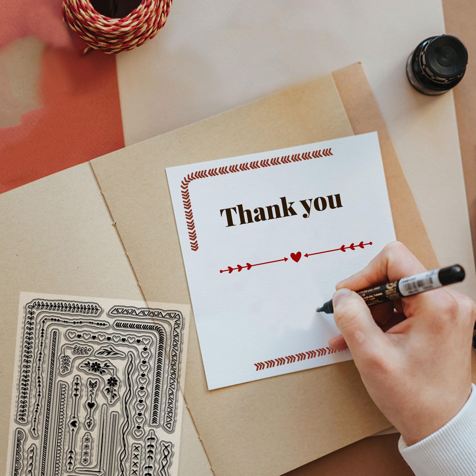 Timbro Trasparente per Scrapbooking con Angoli a Cuore e Bordo Pizzo in Silicone GLOBLELAND