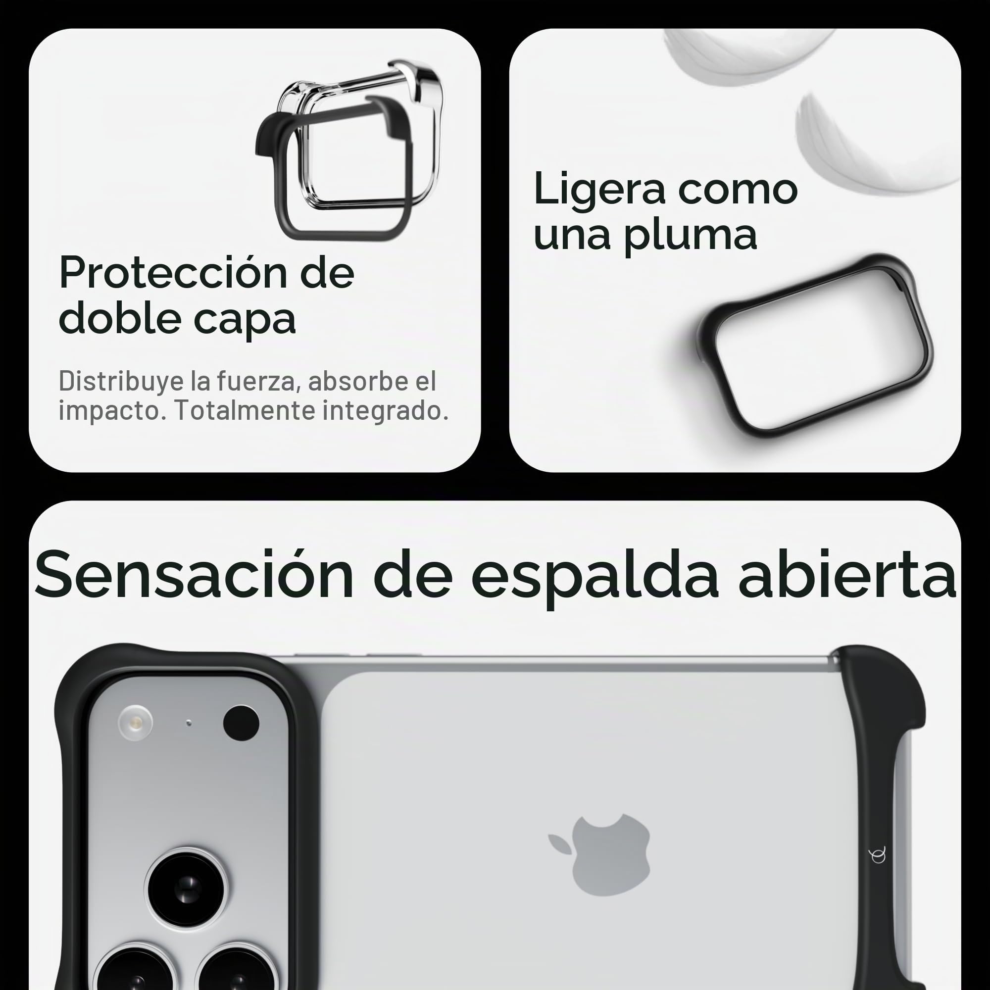 Arc Pulse Funda para iPhone 17 Pro (2025), diseño Minimalista, Aluminio aeroespacial y elastómero, protección y absorción de Impactos, Ajuste fácil 6.3”