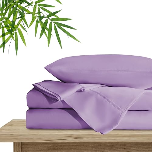 Whitney Home Textile Sábanas King de bambú 100% viscosa, sábanas orgánicas de lujo de 4 piezas para cama tamaño King, juego de sábanas y fundas de