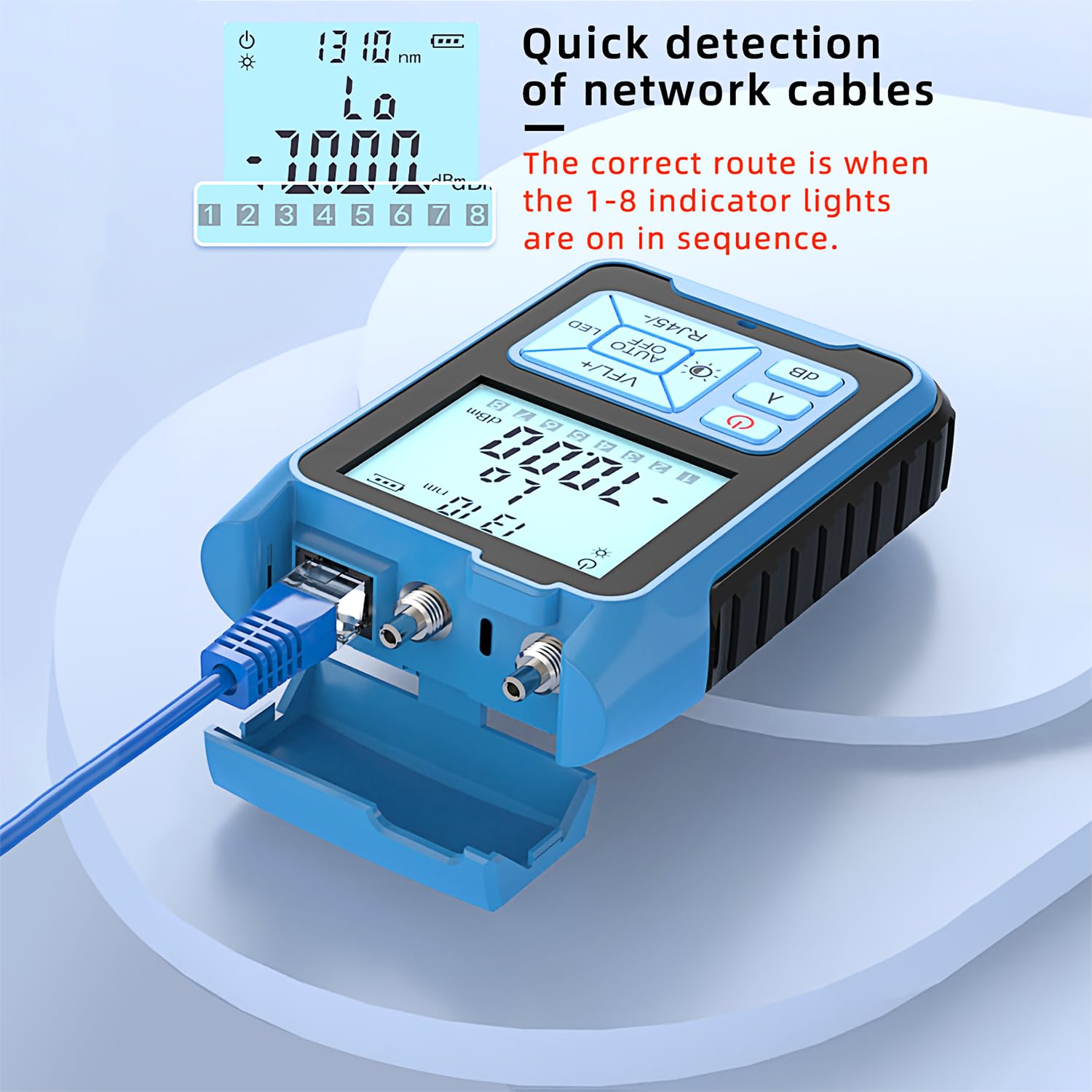 Mini medidor de potencia óptica, localizador visual de fallos, 10 mW, comprobador de fibra óptica. Rango de medición: -70 ~ +10 aBm, Sin función de comprobador RJ45 ni conector