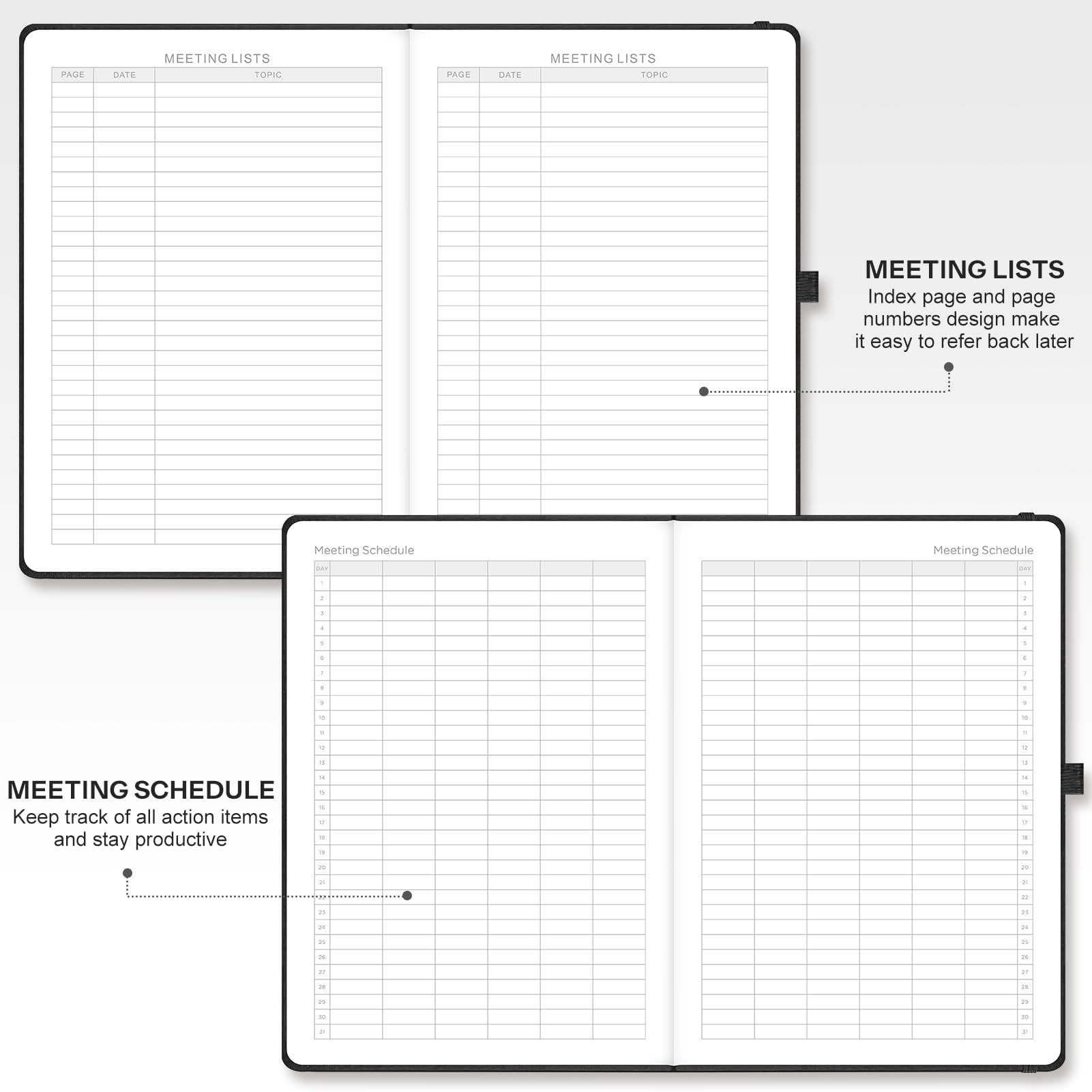 EMSHOI Meeting Notebook A4-240 Pages Hardback Diary To Do List Notepad Productivity Planner, Project Organiser, 100gsm Paper - Image 4