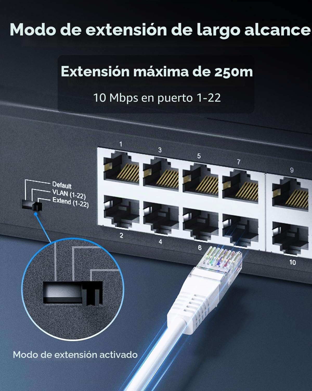 Cudy Conmutador Gigabit Ethernet 24 Puertos para Escritorio/Montaje En Rack Plug & Play, Puertos Blindados, Metal Resistente, Optimización Silenciosa del Tráfico De 19 Pulgadas