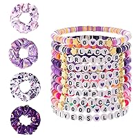 Vista 11 de 4 lazos para el cabello de seda satinada morada para mujeres de gran tamaño, bandas elásticas suaves y gruesas para mujeres y niñas, uso diario