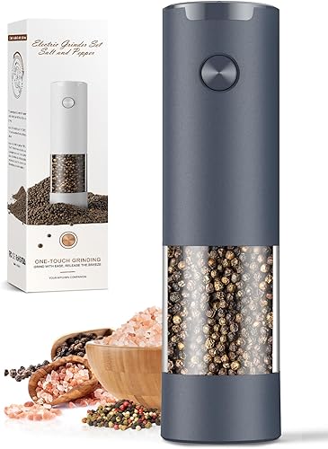Miniatura 10 de Juego de molinillo eléctrico de sal y pimienta, batería automática, molinillo de pimienta, grosor ajustable, fácil de llenar, capacidad mejorada con