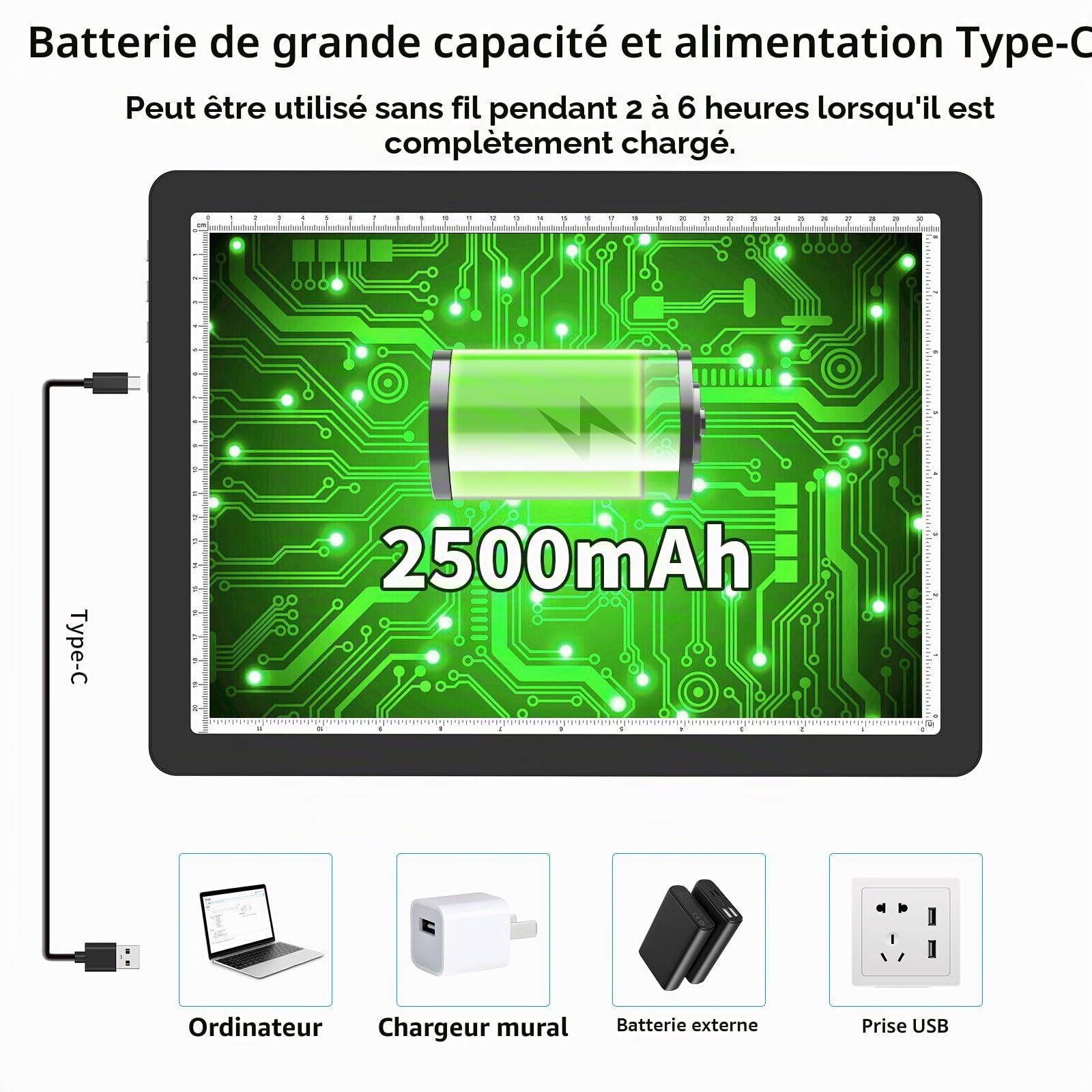TOHETO A4 rechargeable Tableau lumineux avec support, bloc lumineux magnétique super lumineux avec boutons latéraux, boîte à lumière sans fil pour le traçage et le dessin, croquis, peinture diamant