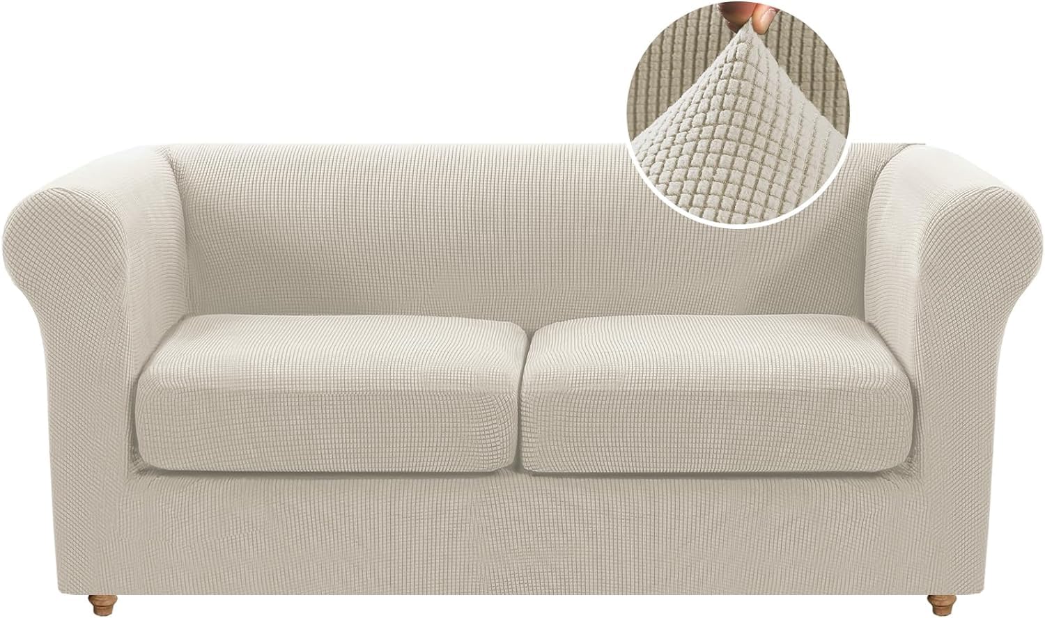 WJHDWYD Sofa Cover with Armrests Stretch Chesterfield Sofa Cover Modern Non-Slip(Fossi,2 Posti)