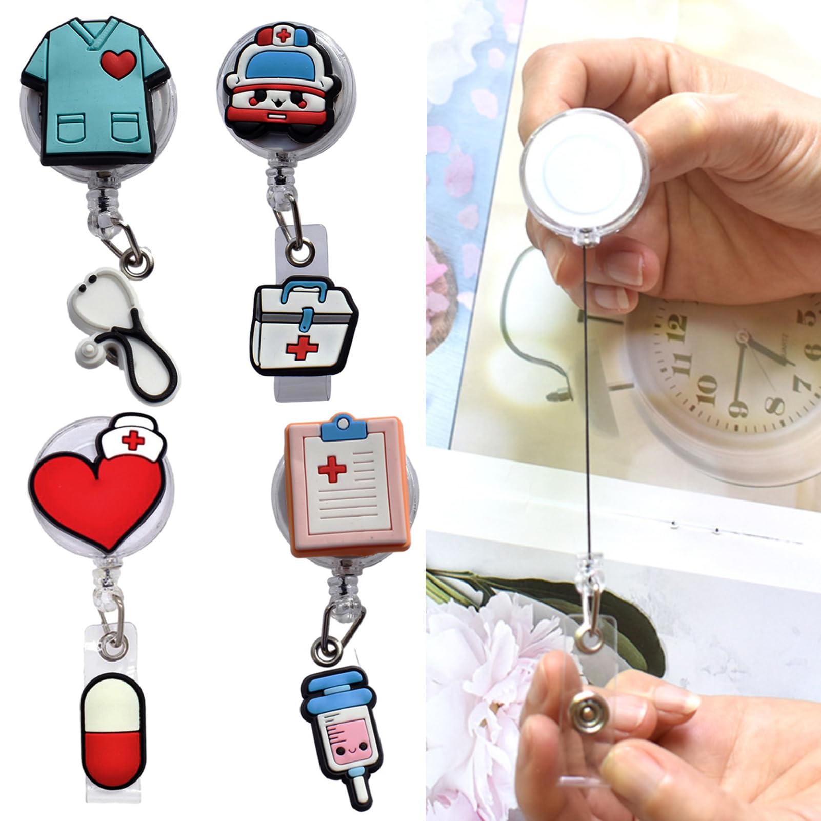 COOKOOKY Soporte Para Insignias Y Tarjetas De Identificación Con Clip Retráctil, Paquete De 2, Resistente, Para Enfermeras, Profesores, Estudiantes, Oficina, Mujeres Y Hombres